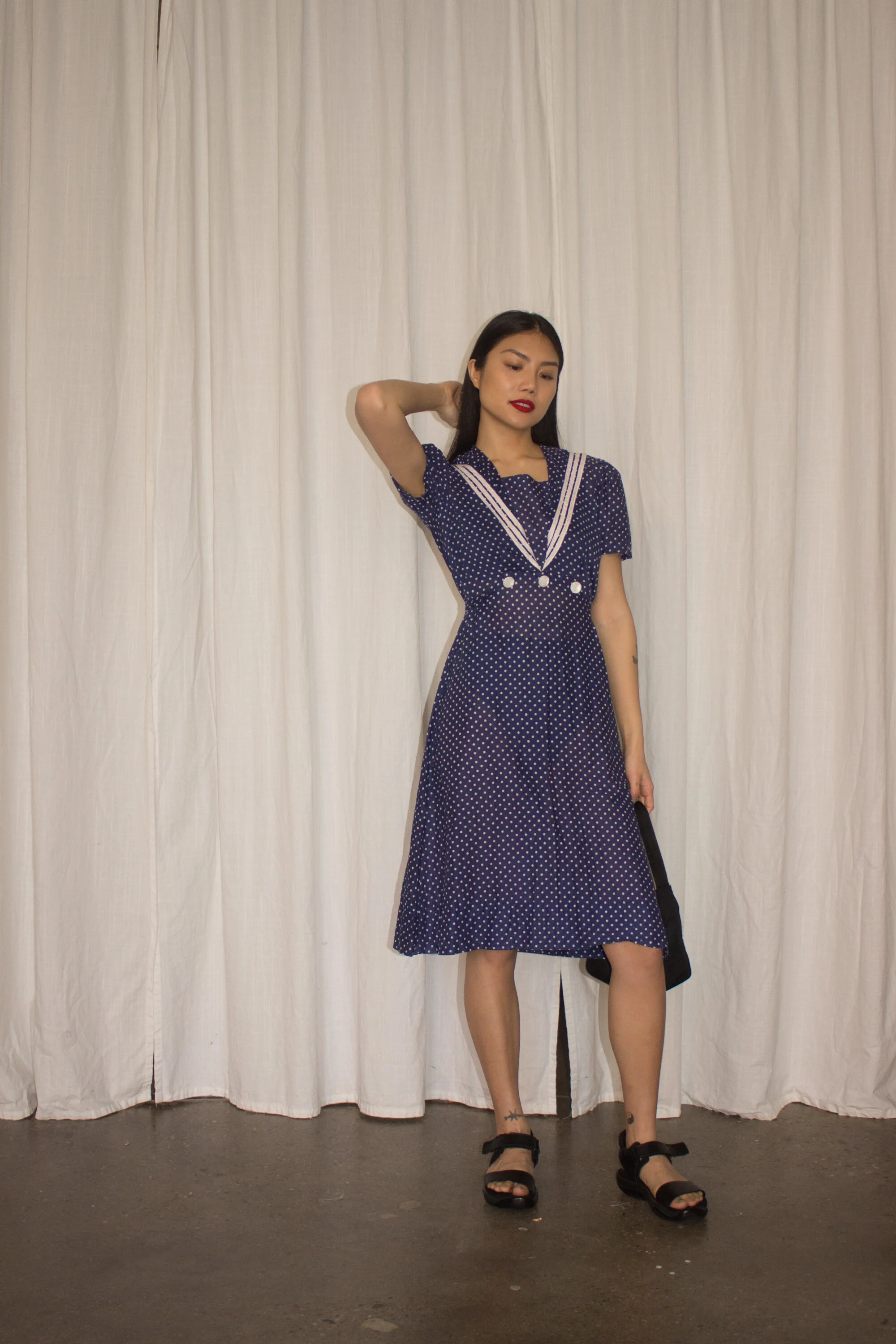 cotton polka dot dress Polka Dot Halter Midi Dress main image 0