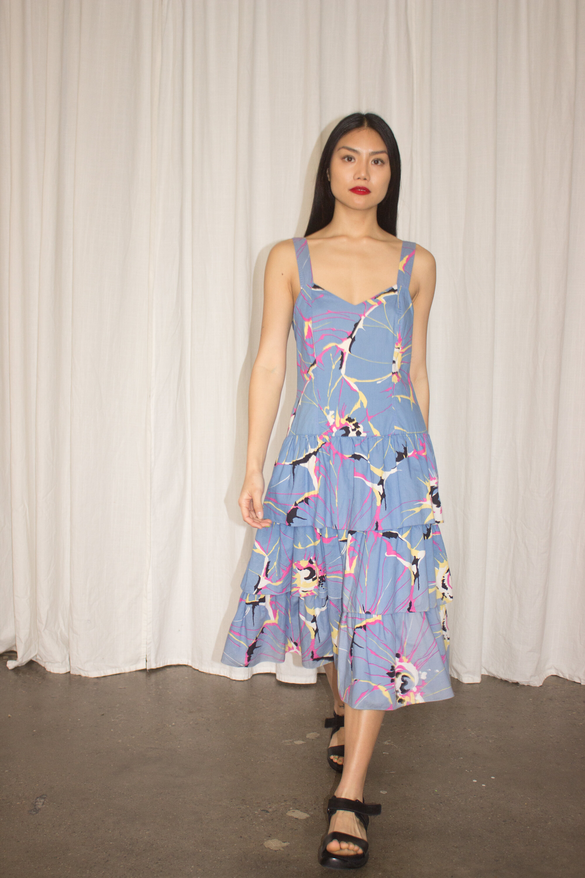 1980s Nicole Miller Painterly Cotton Sun Dress