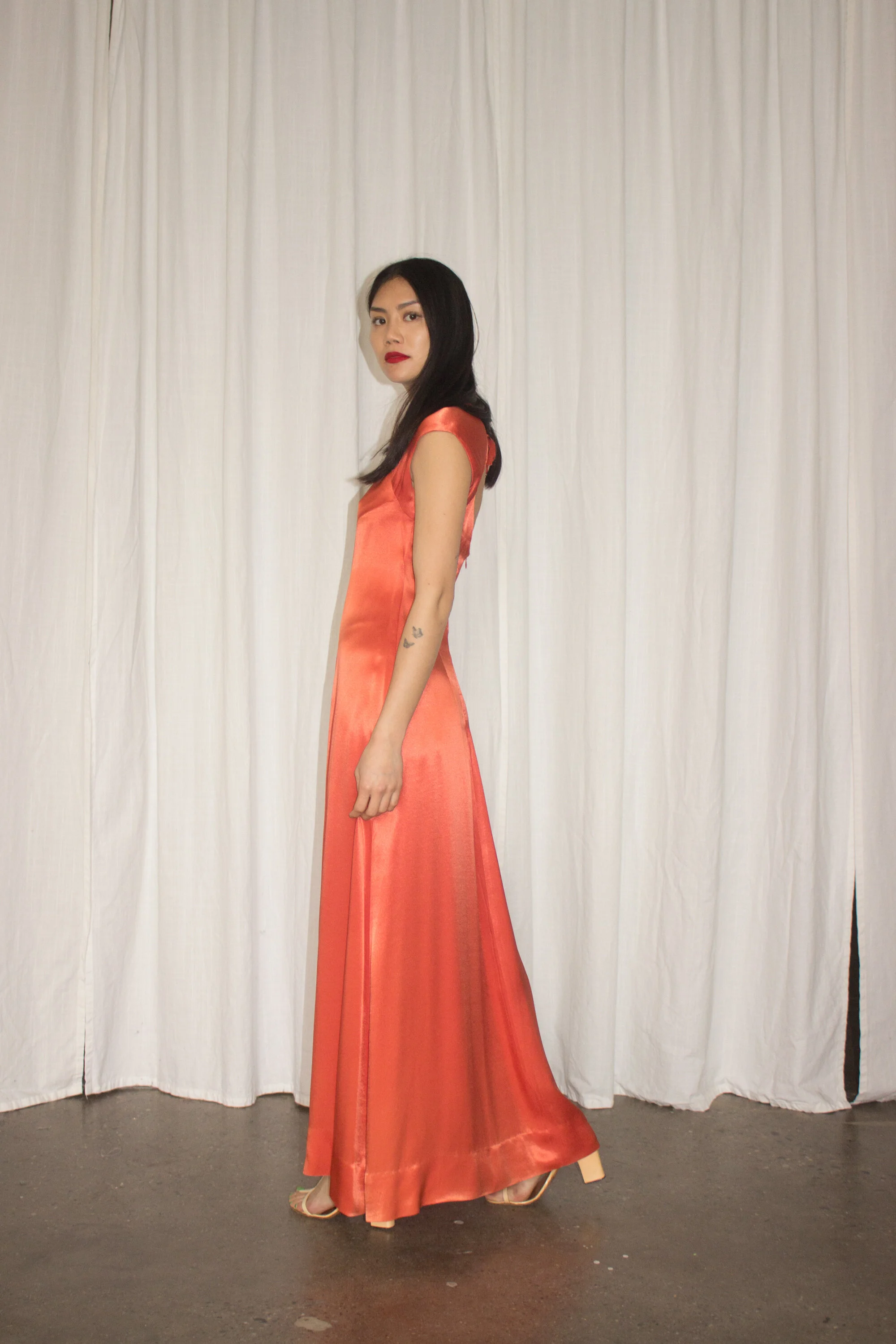 liquid satin dress Liquid Satin Slouch Gown Ocean / 10