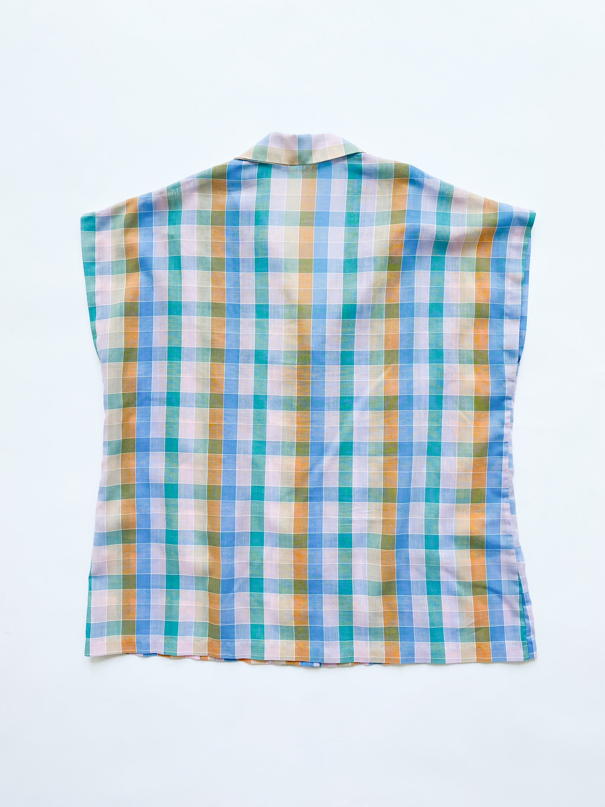 1970s Plaid Voile Two Piece Set