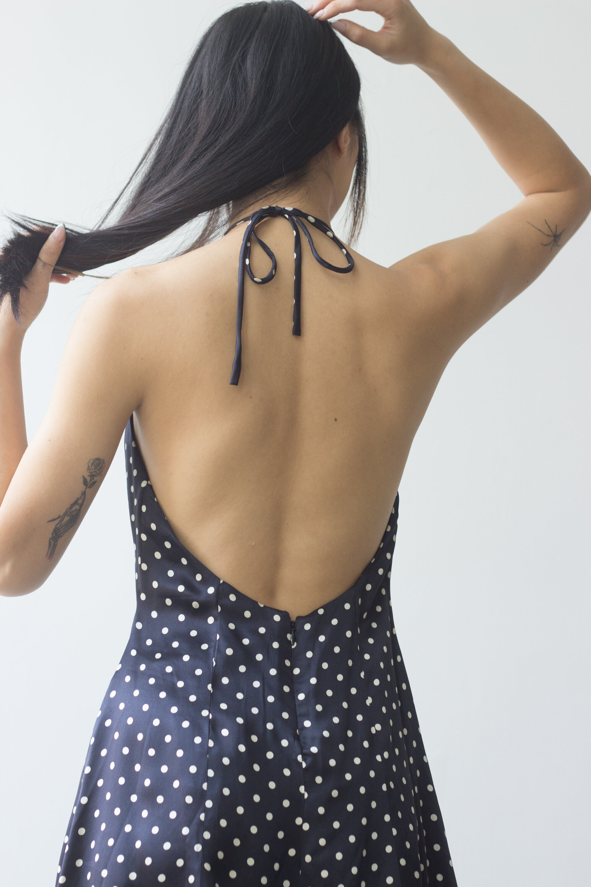 1990s Ralph Lauren Purple Label Silk Charmeuse Halter Dress