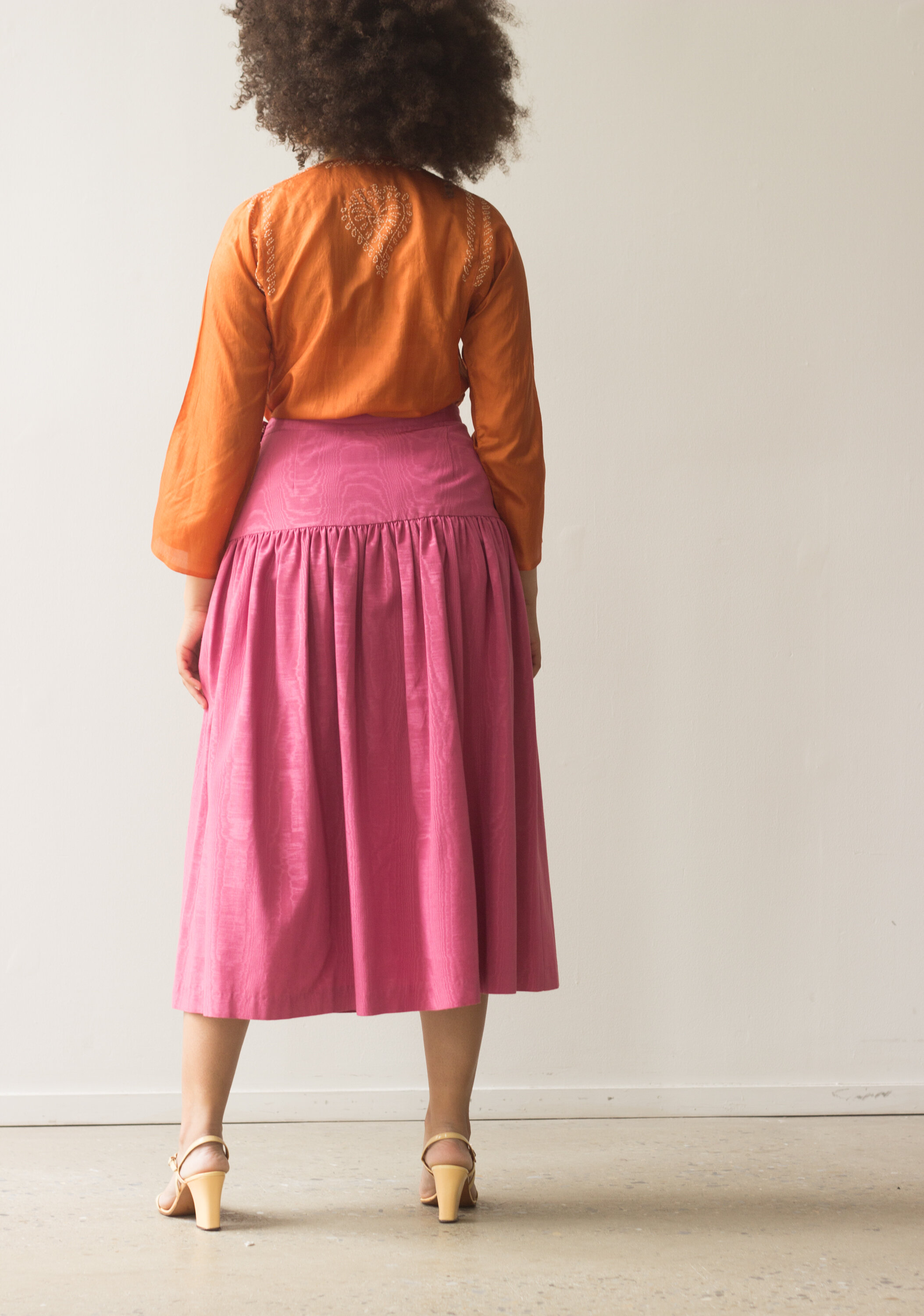 1980s Adrienne Vittadini Pink Moiré Skirt