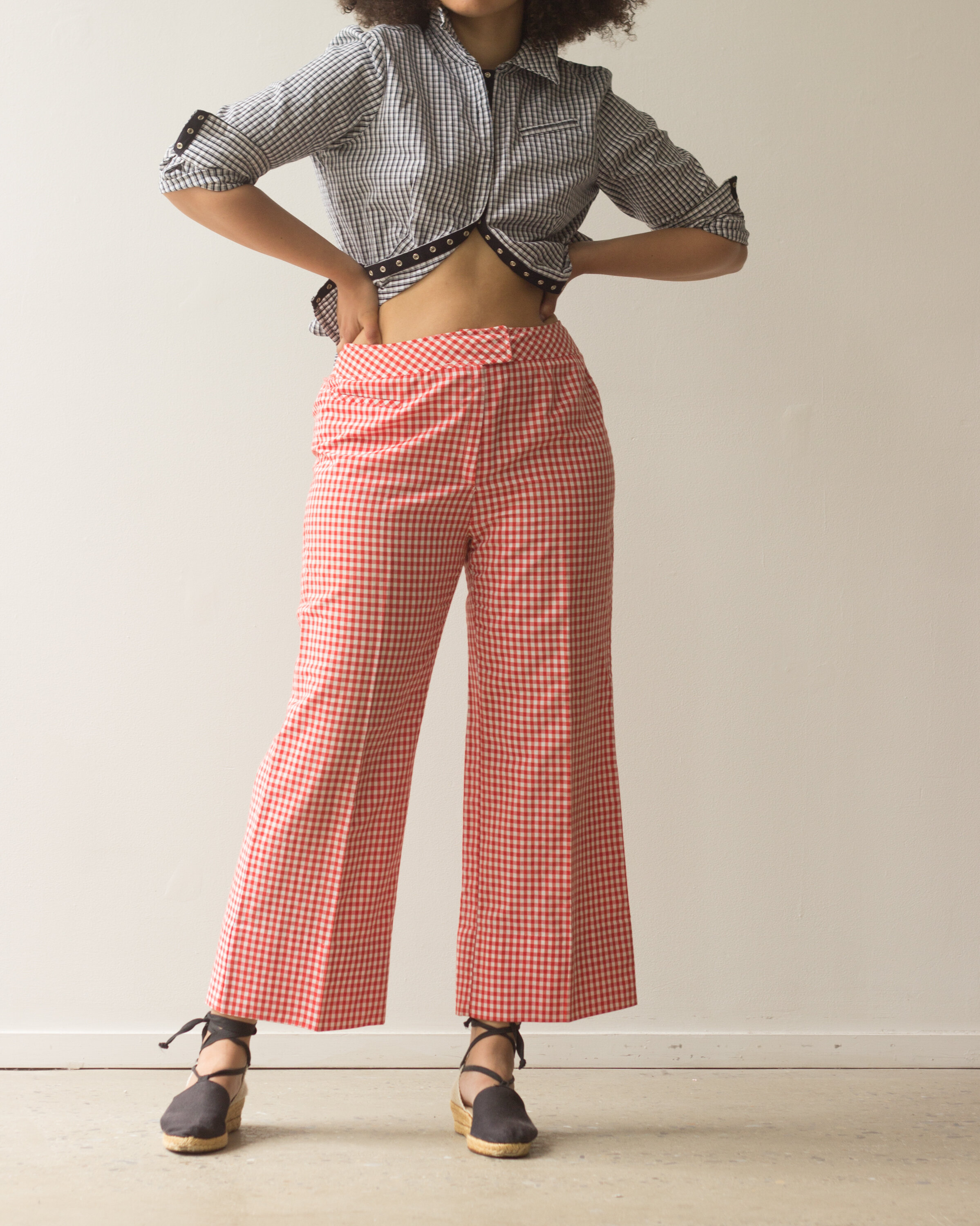 1990s Plaid Cotton Snap Front Shirt