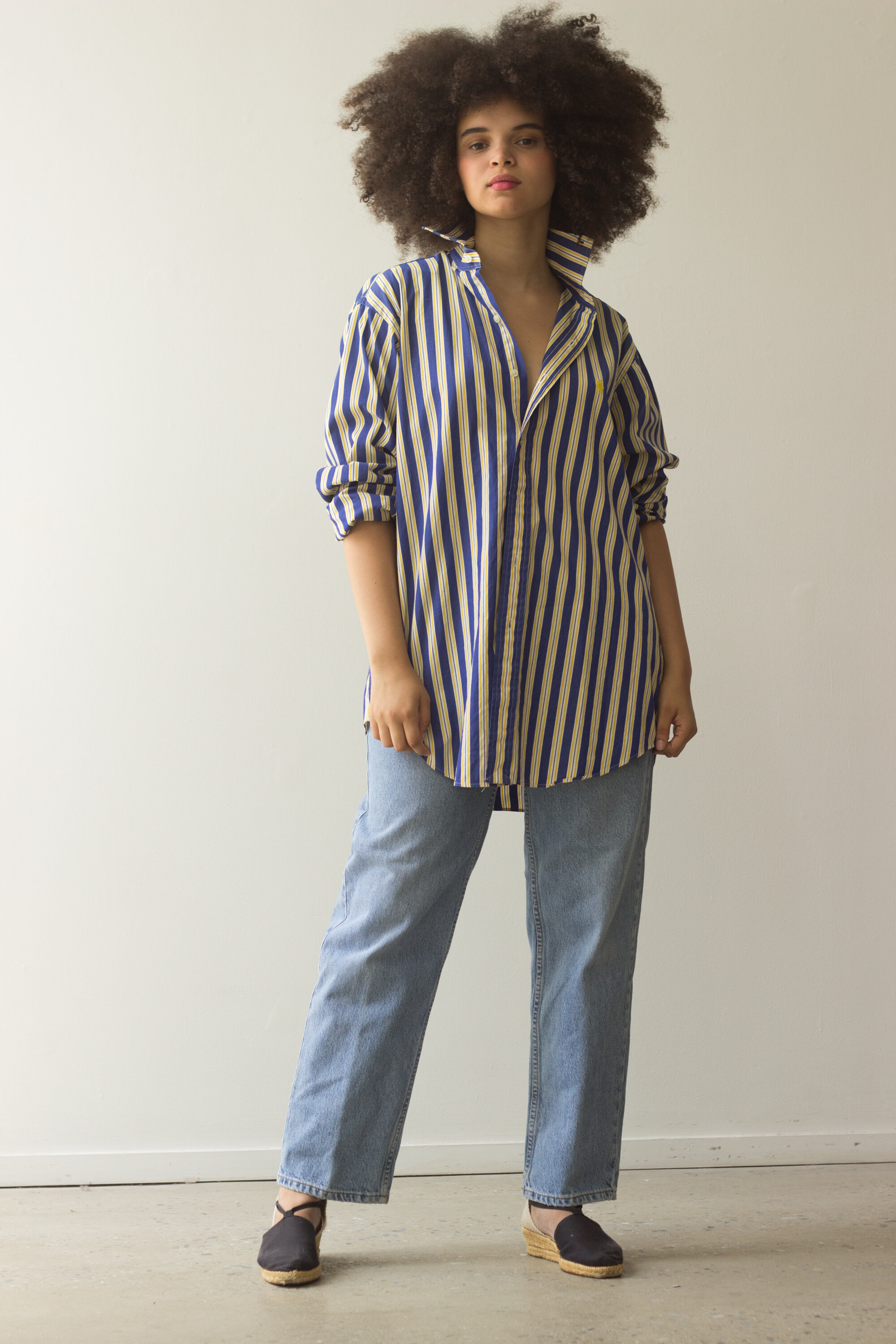 1980s Polo Ralph Lauren Striped Menswear Button Down 