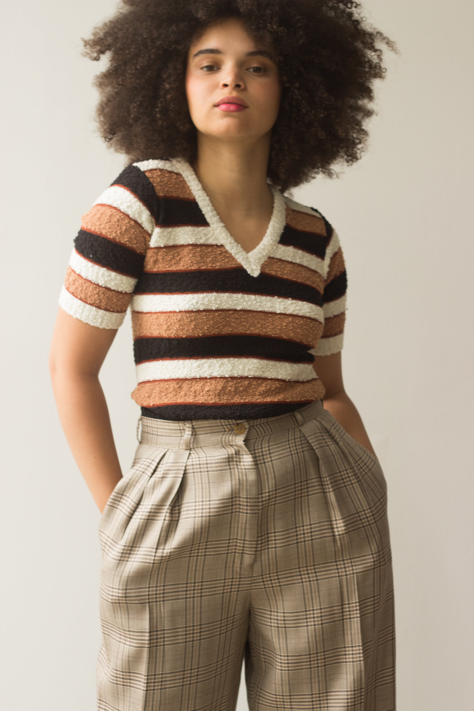 1970s Bouclé Striped Knit