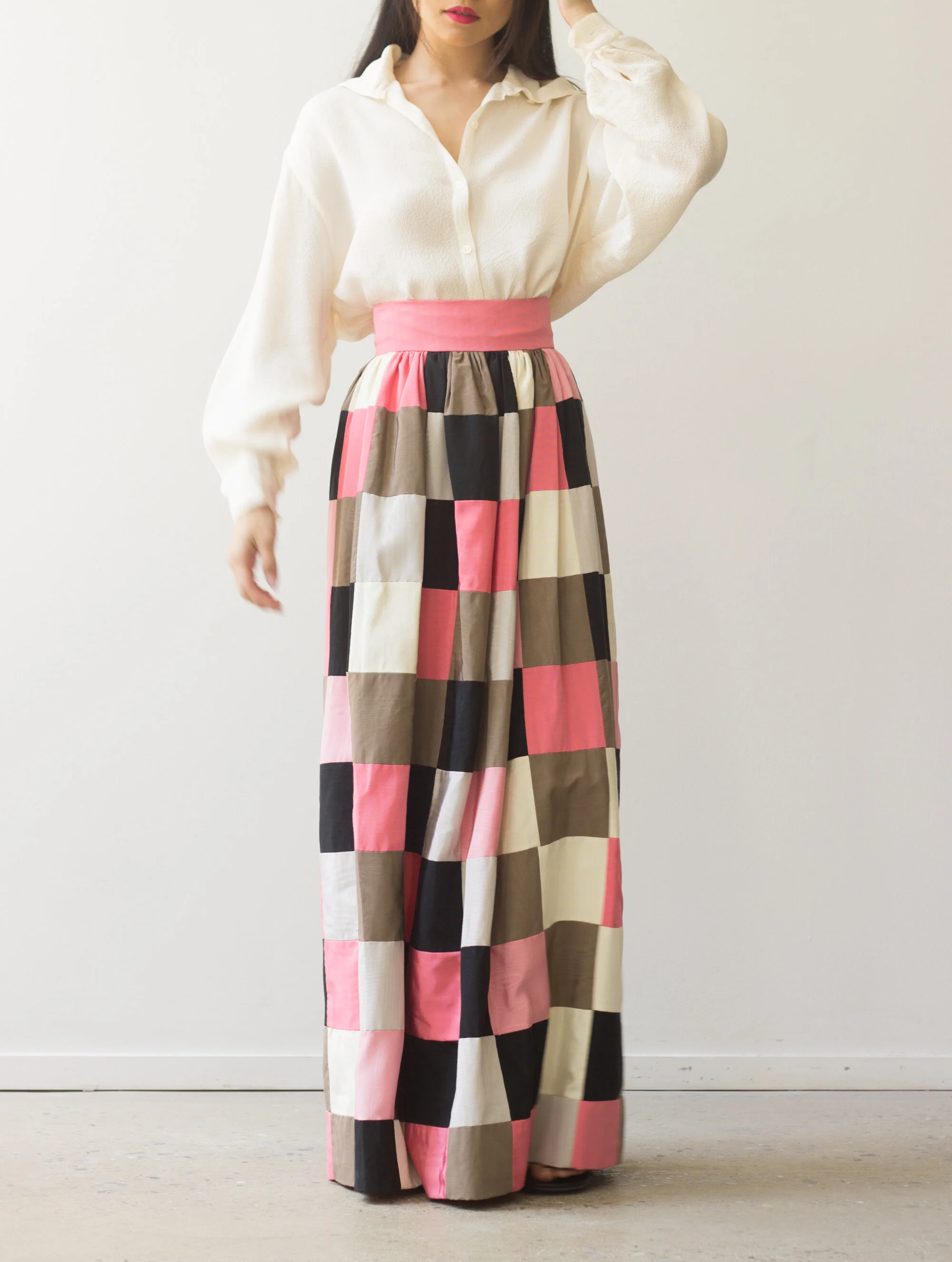 1960s Patchwork Taffeta Ball Skirt
