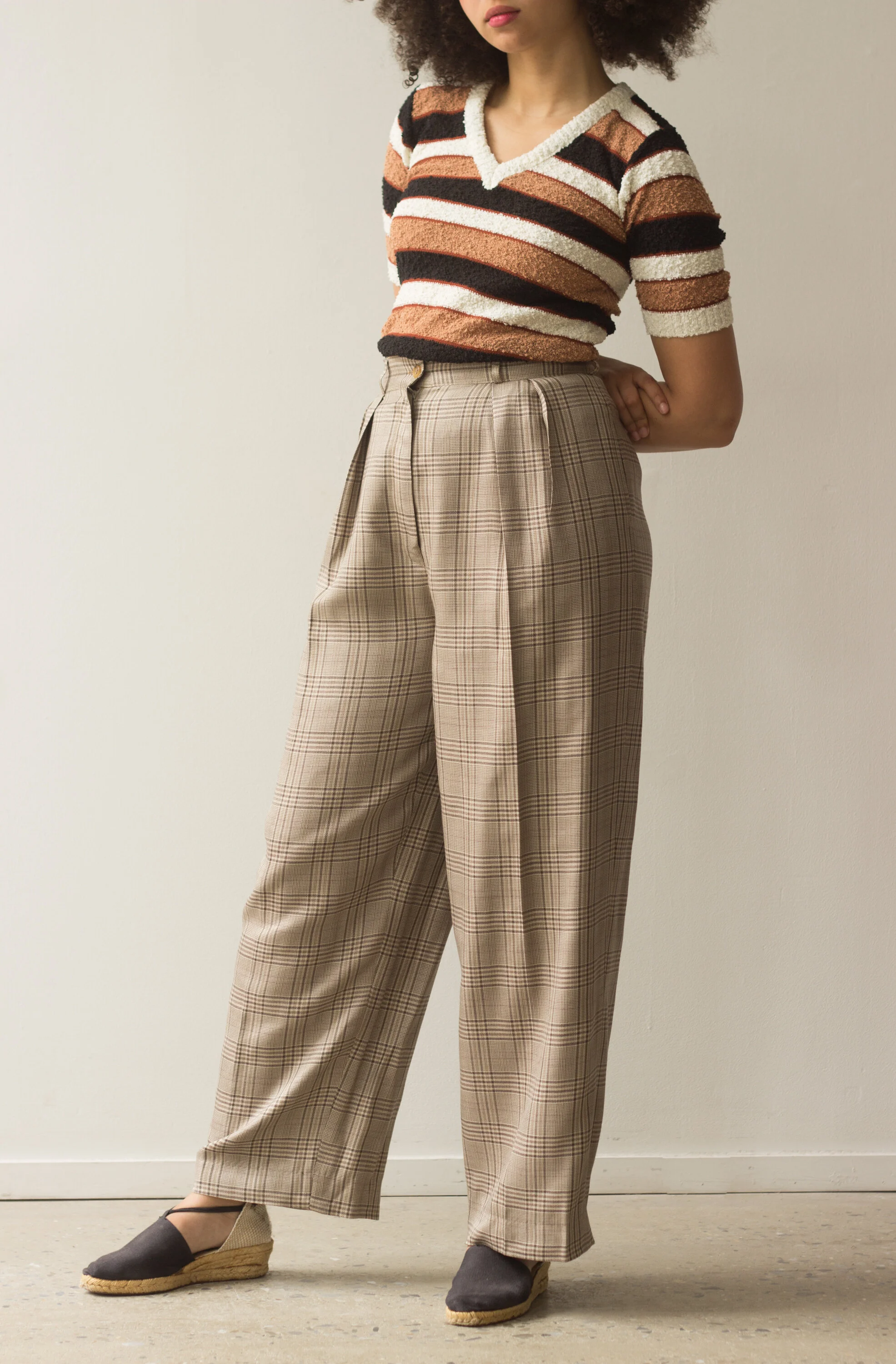 1980s Calvin Klein Glen Plaid Summer Trousers