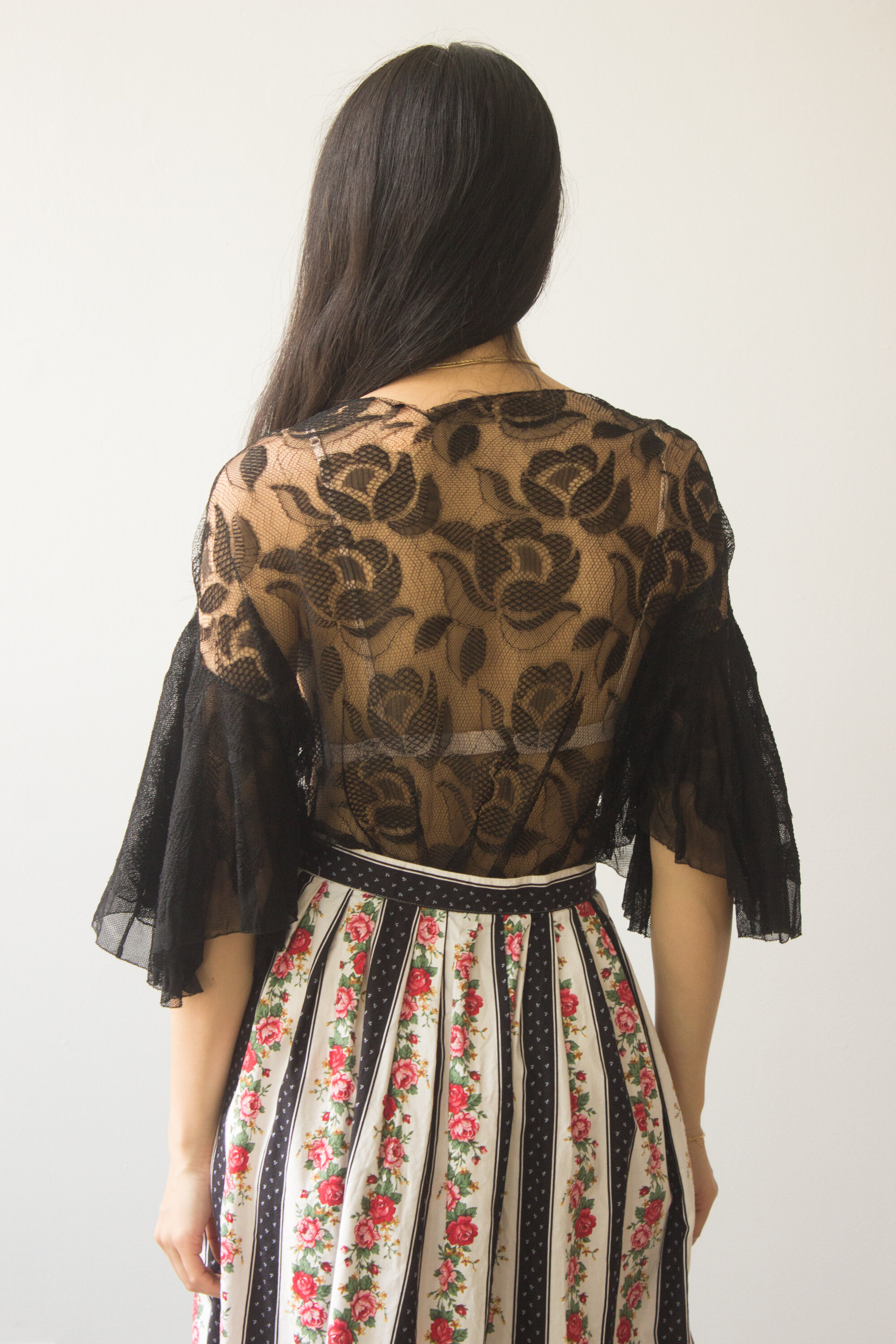 1980s Rose Striped Provençal Skirt