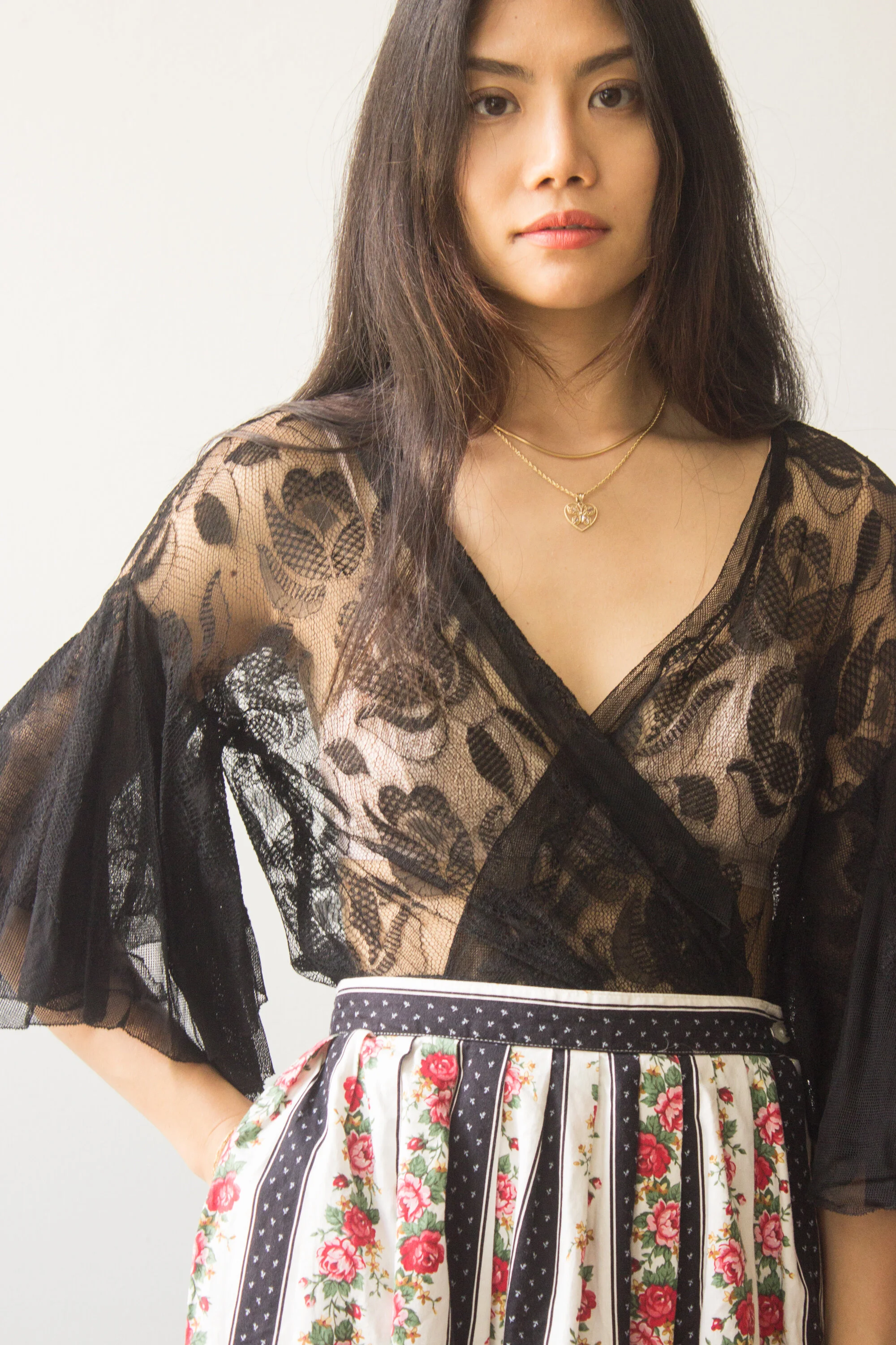 1930 Floral Lace Ruffle Sleeve Bolero