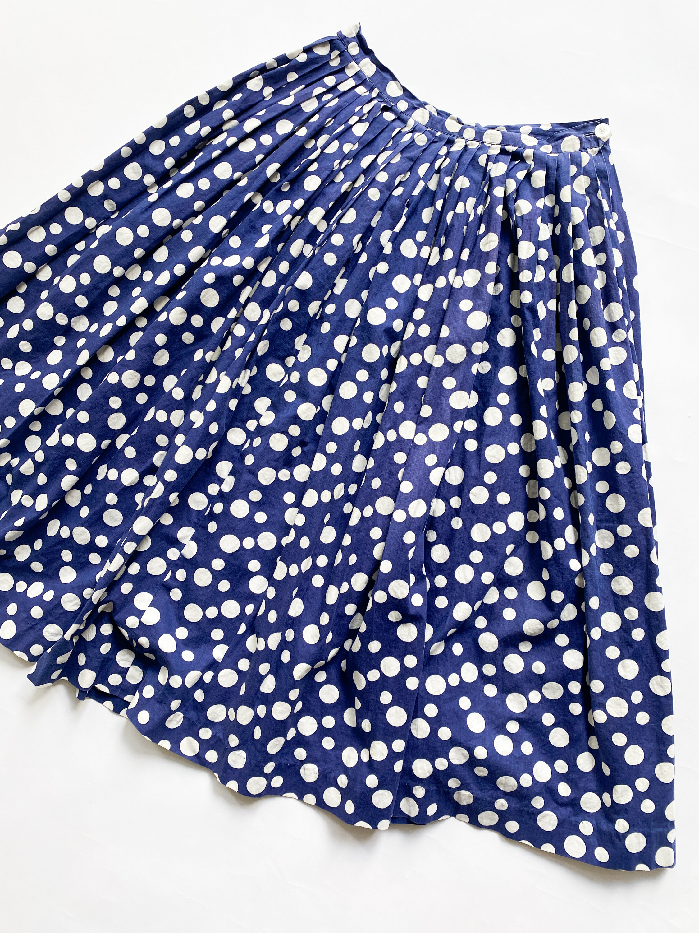 1950s Blue and White Dot Print Skirt