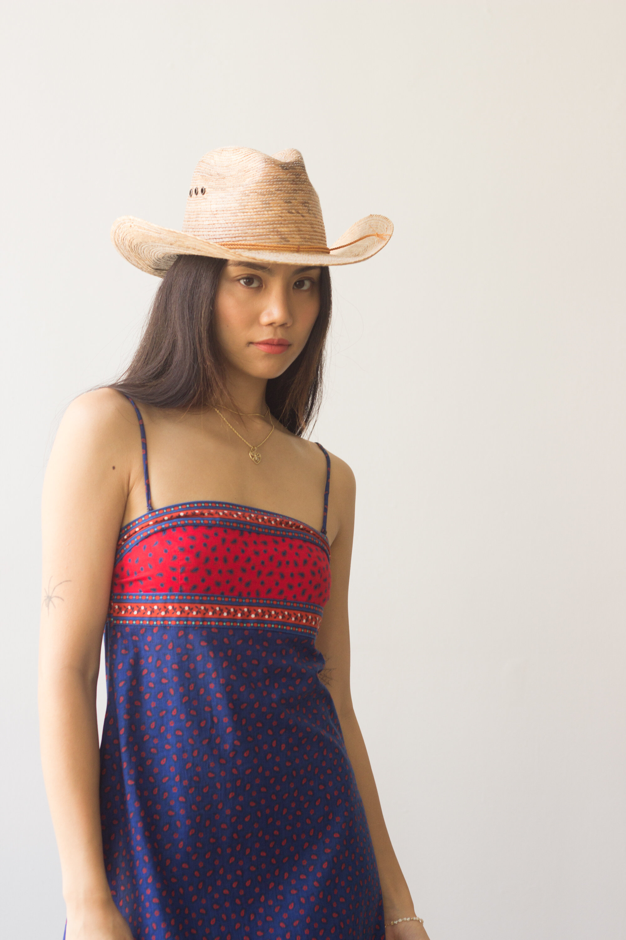 1990s Palm Straw Cowboy Hat