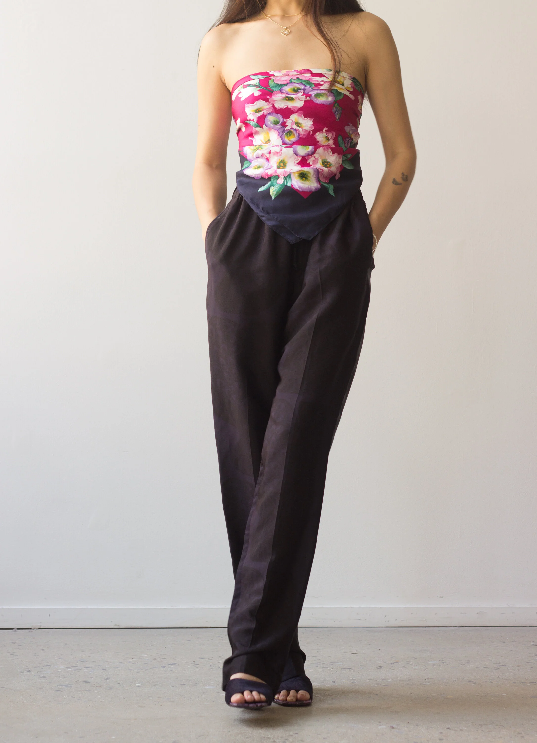 Y2K Dries Van Noten Drawstring Silk Trousers