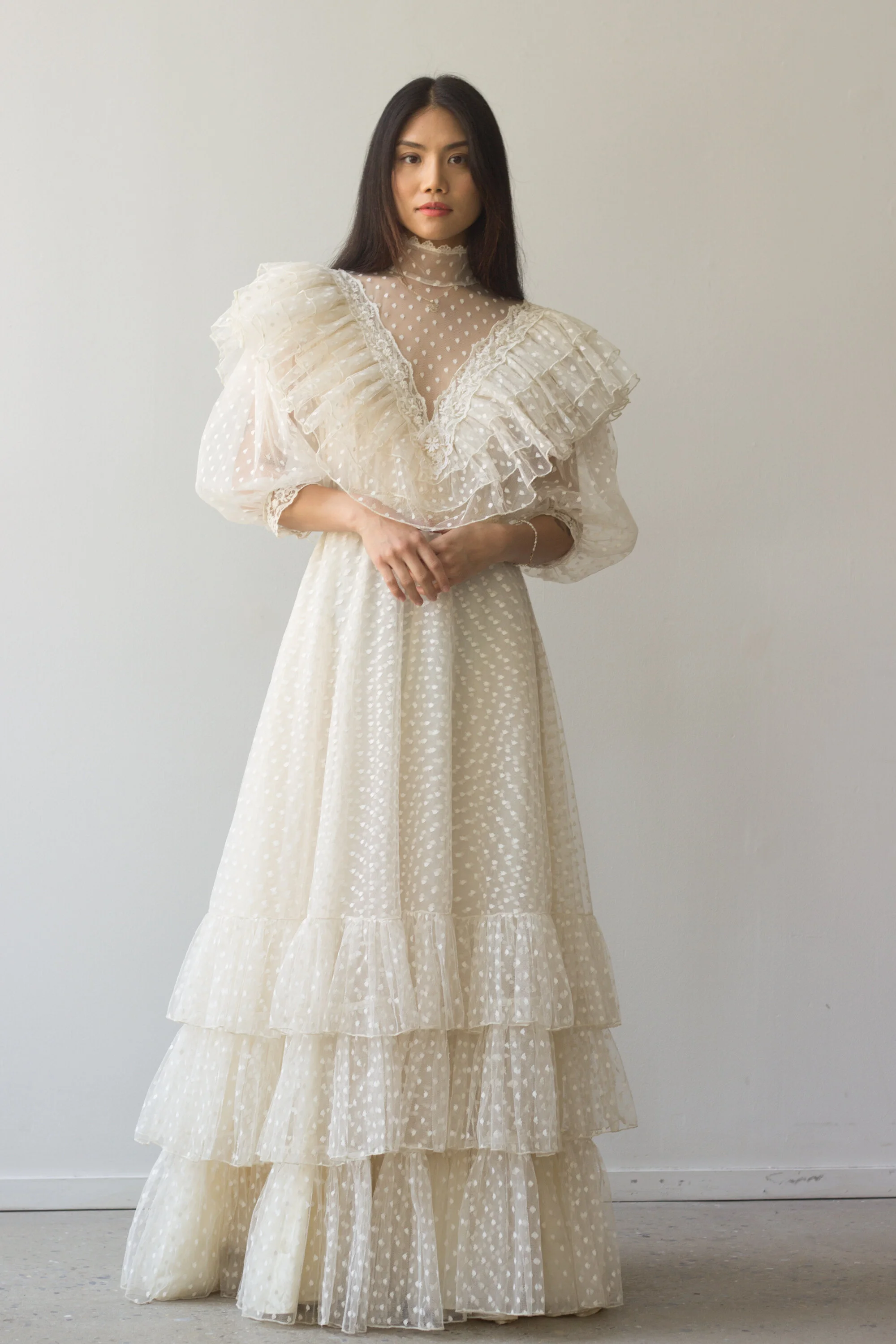 white dress flowing Nataly Ruched Maxi Dress main image 1
