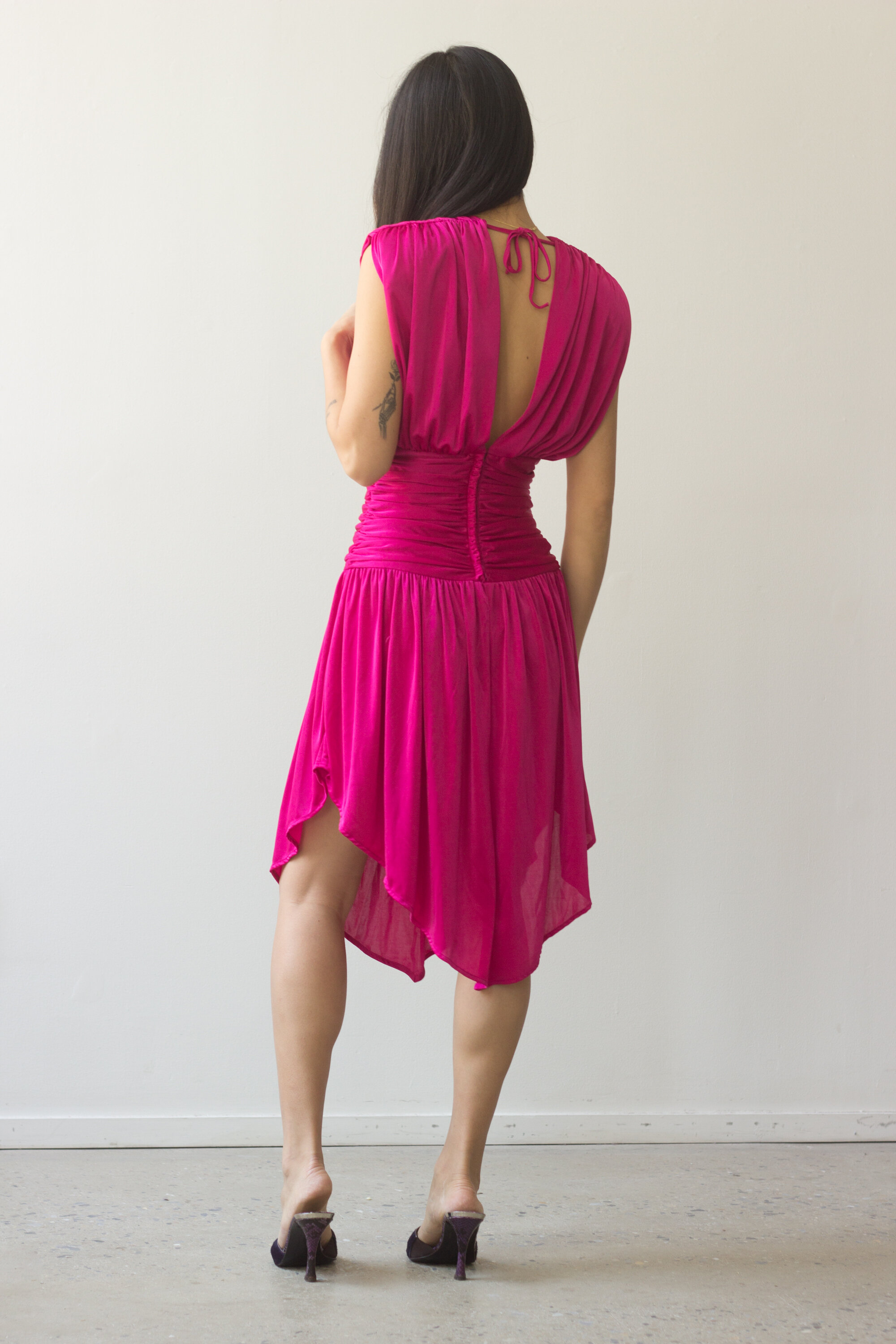 1970s Hot Pink Disco Dress