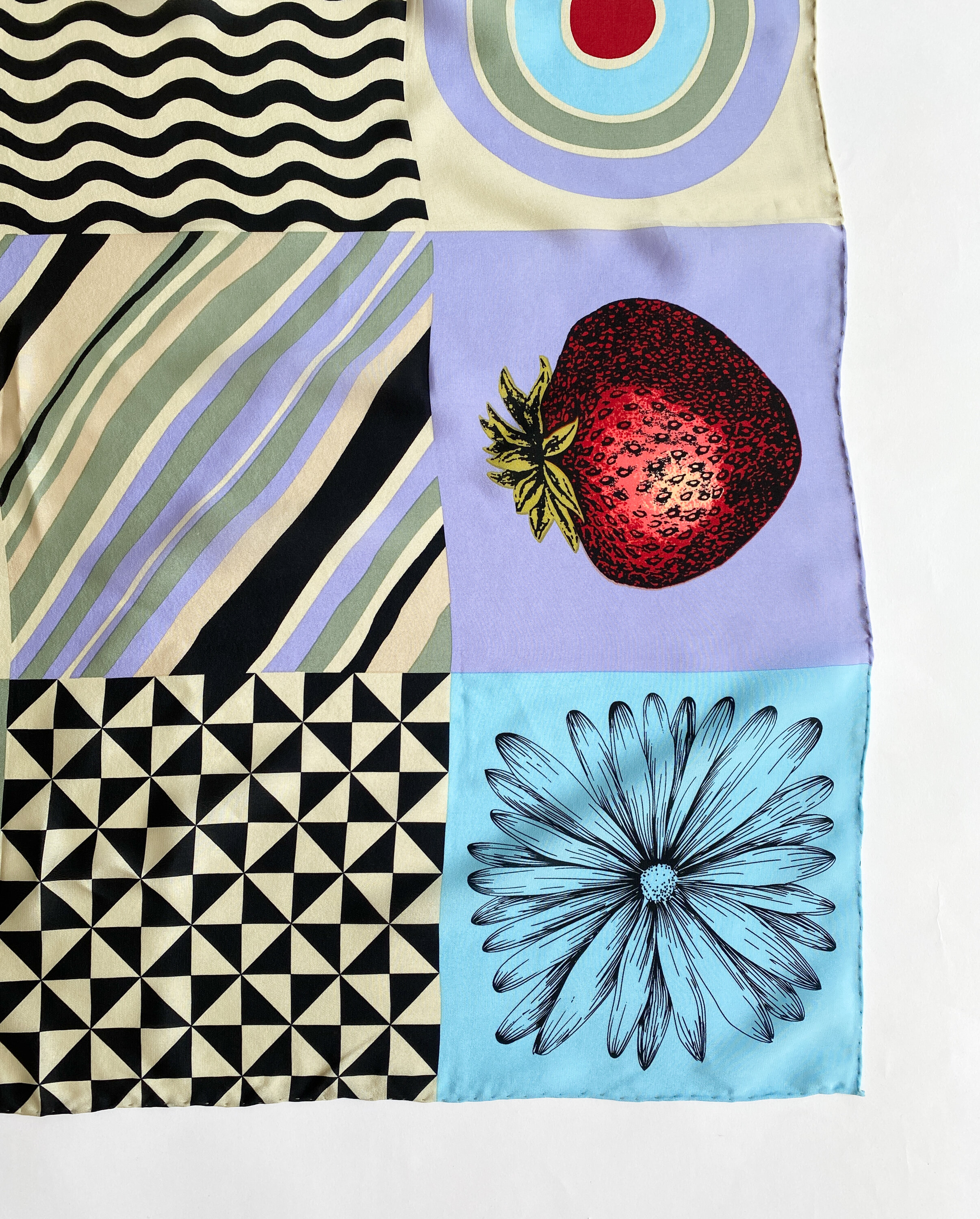 Vintage Halston Fruit Print Silk Scarf