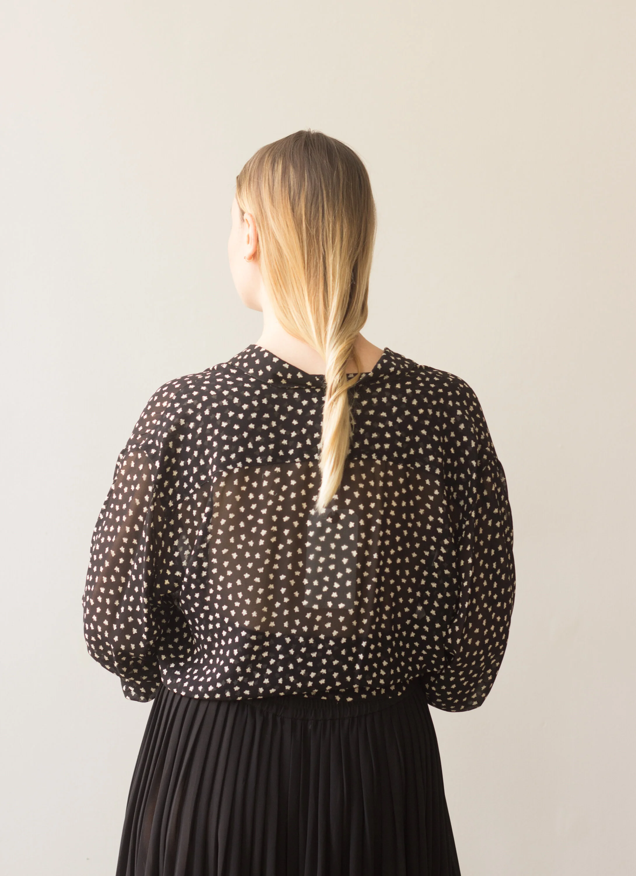 1980s Adrienne Vittadini Butterfly Silk Georgette Blouse  Wayward  Collection