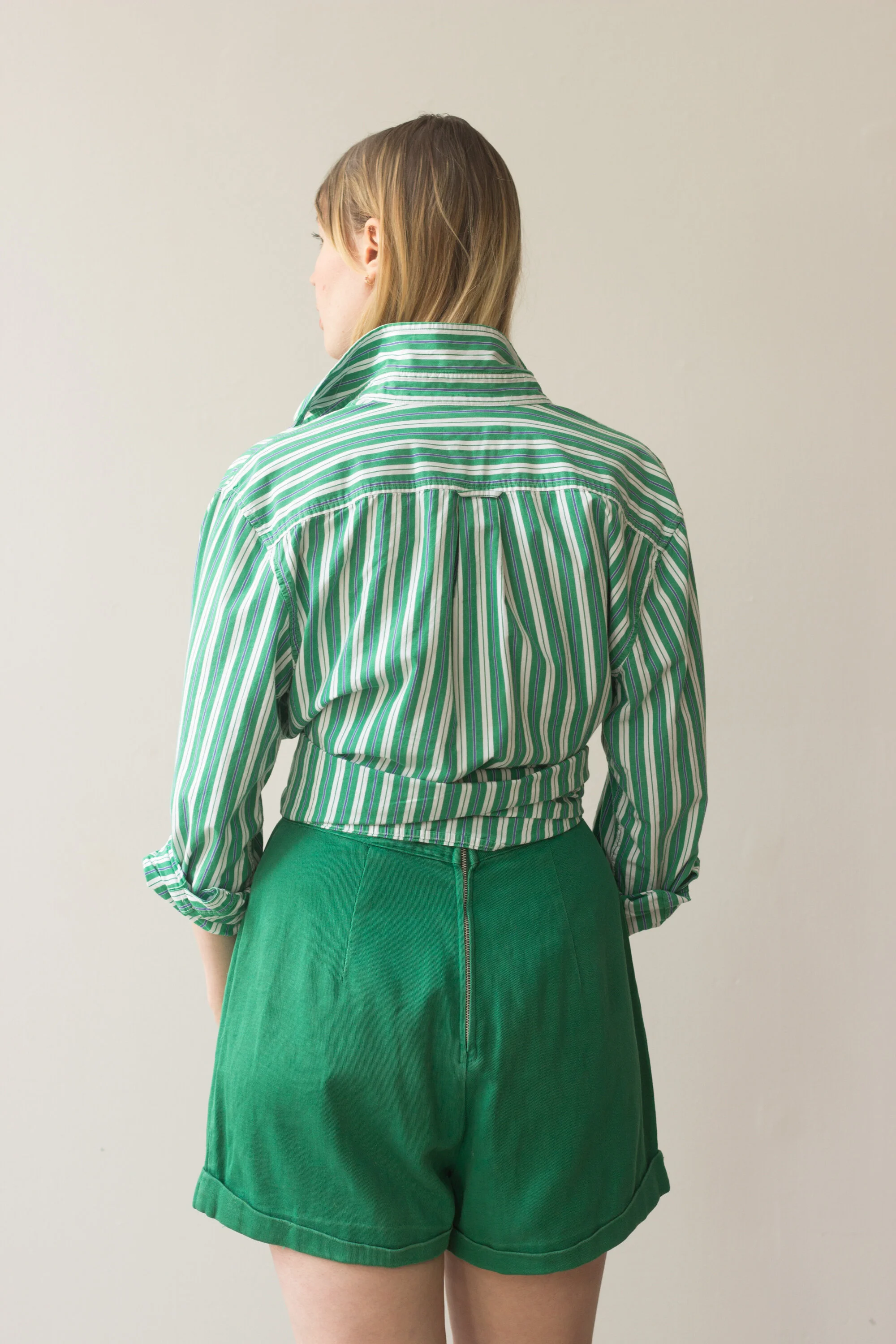 1990s Green Striped Cotton Button Down — Wayward Collection