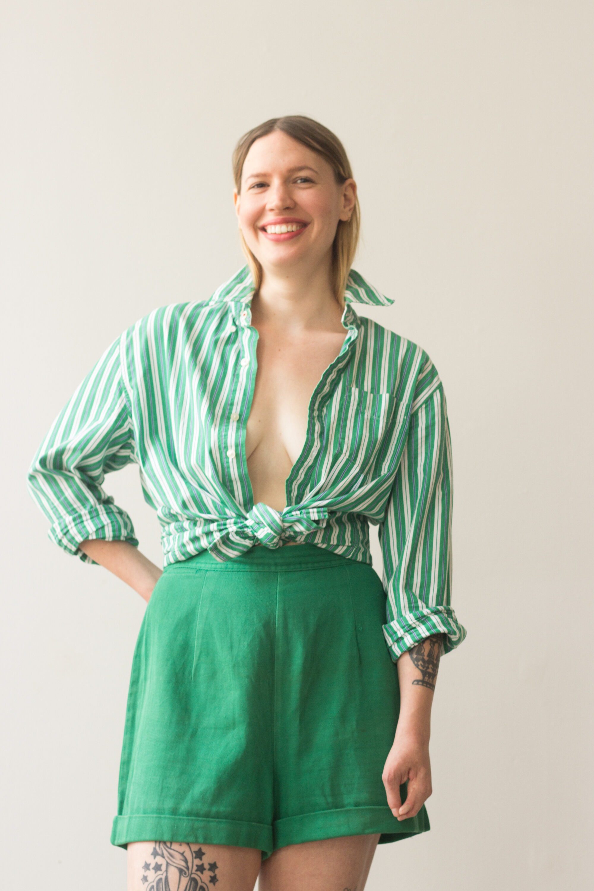 1950s Kelly Green Cotton Camp Shorts