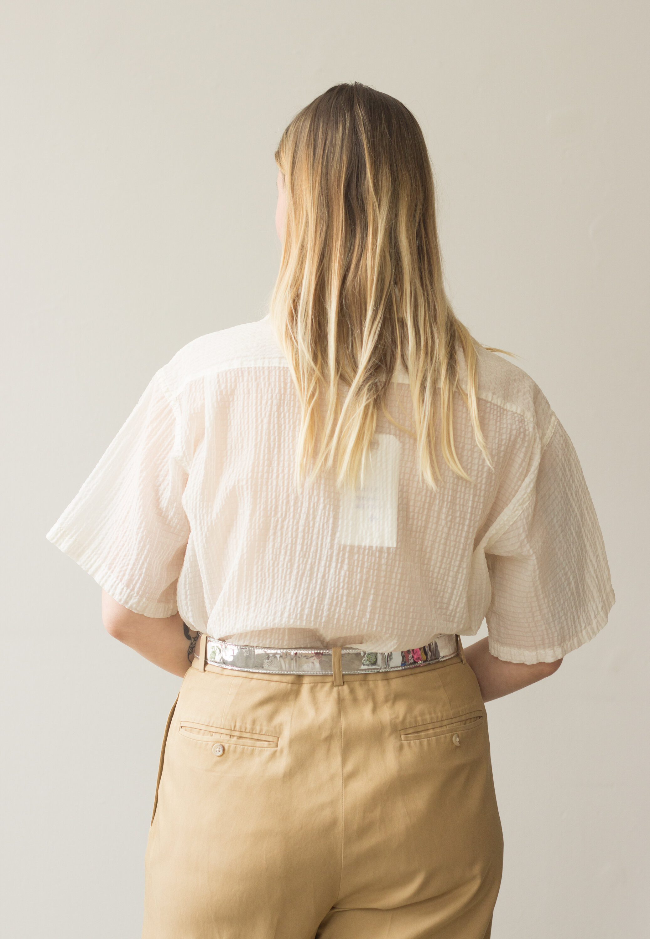 1940s Semi-Sheer Seersucker Camp Shirt