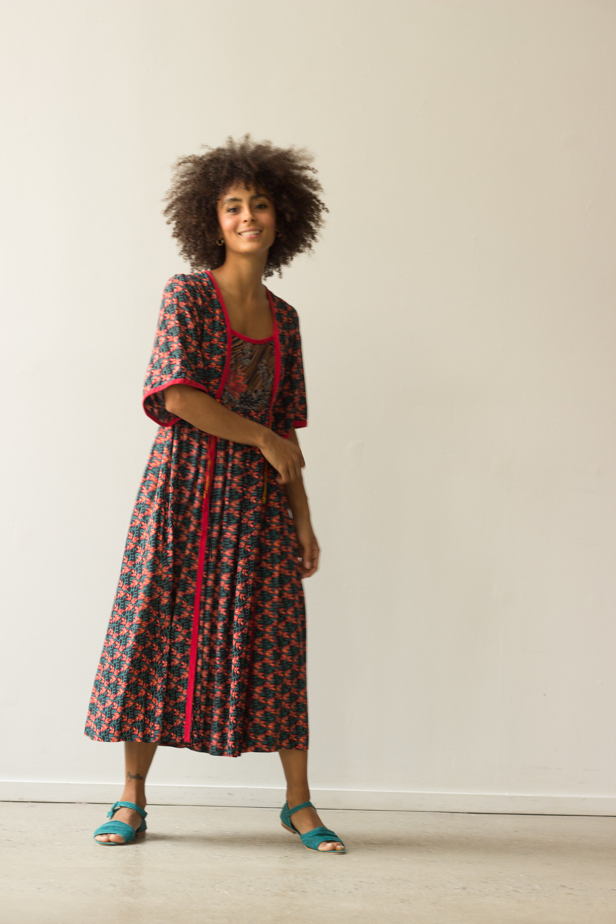 1970s PJ Walsh Boho Art Nouveau Dress