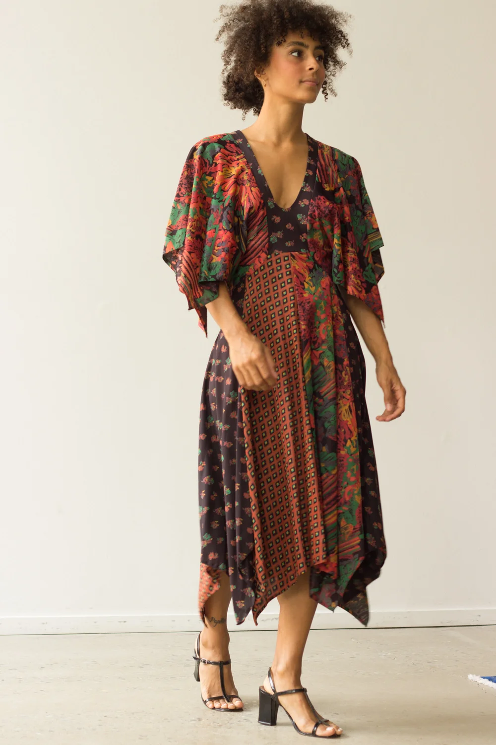 carole little maxi dress Vintage Carole Little Maxi Dress Size 6 Green Pink Tribal Print Lined