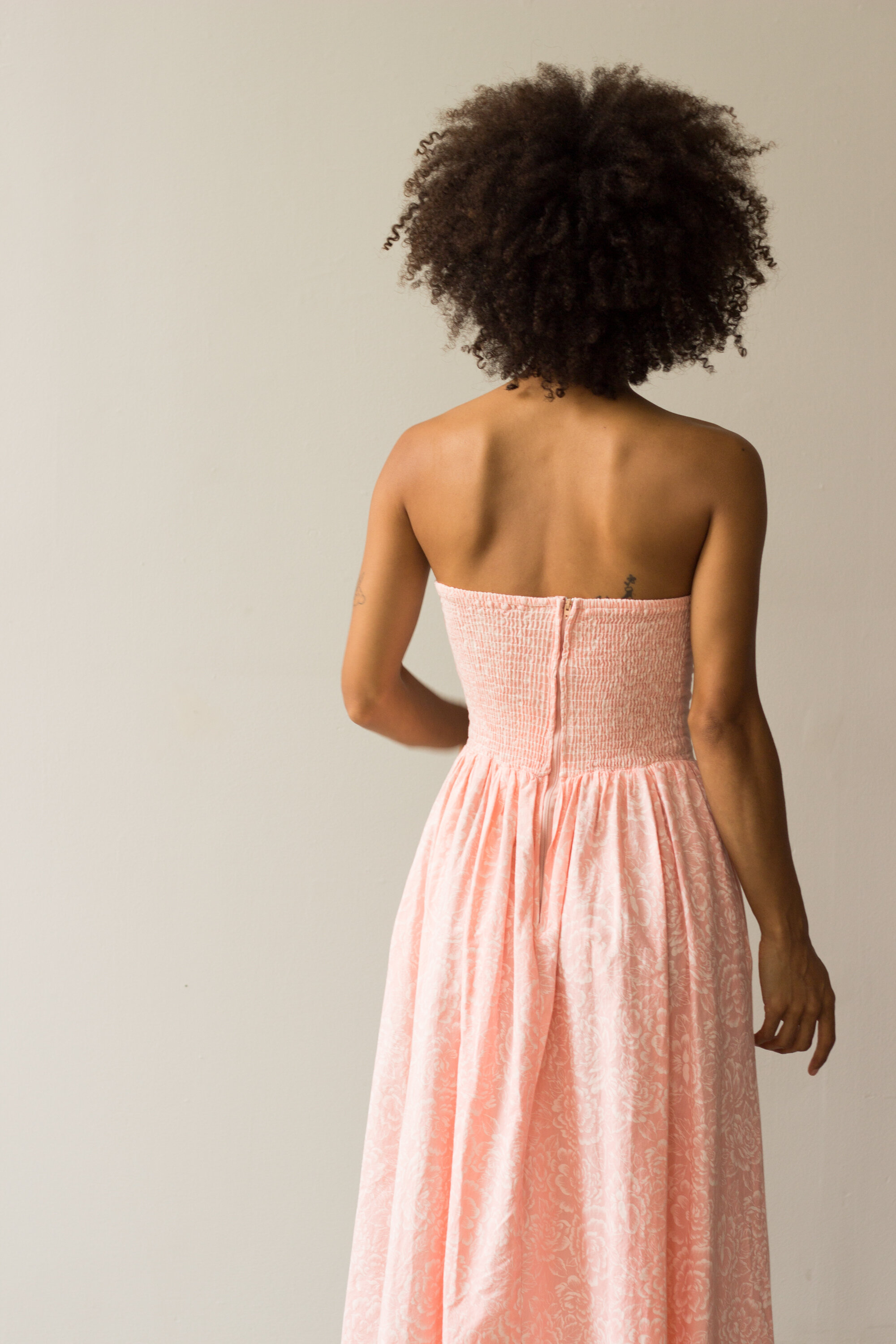 1980s Pink Cotton Bustier Dress