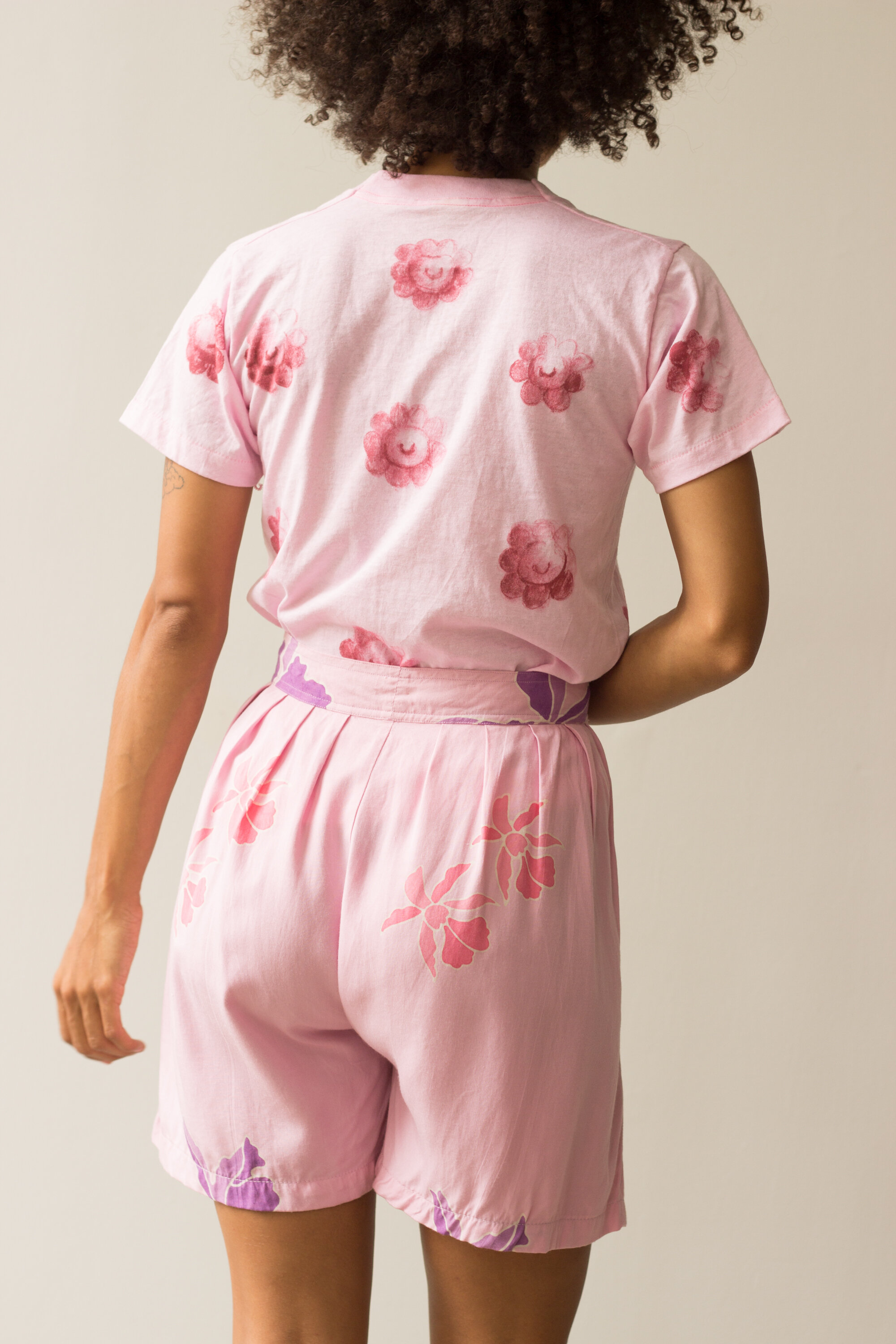 1980s Pink Batik Rayon Culottes