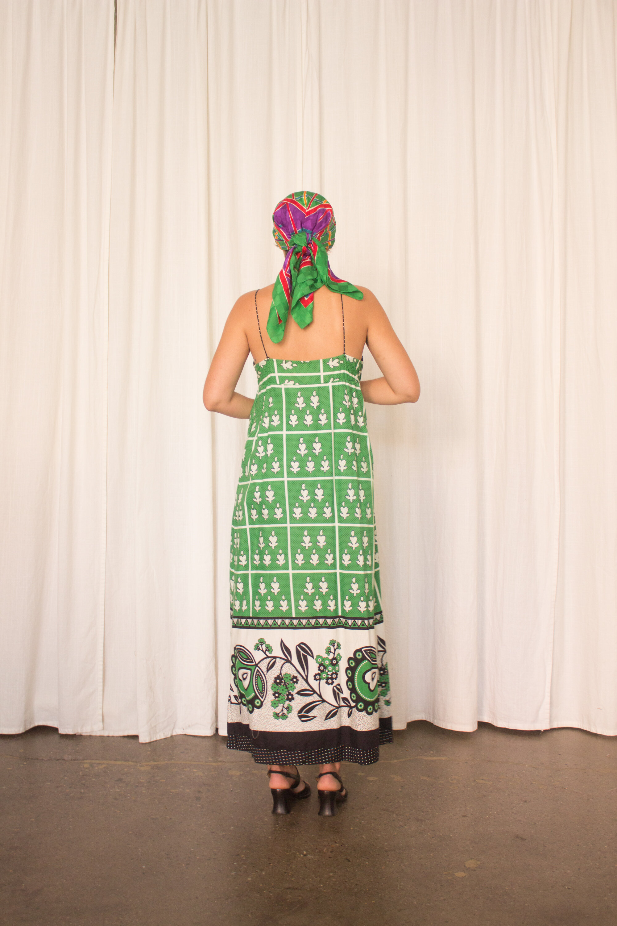 1970s Border Print Cotton Sun Dress