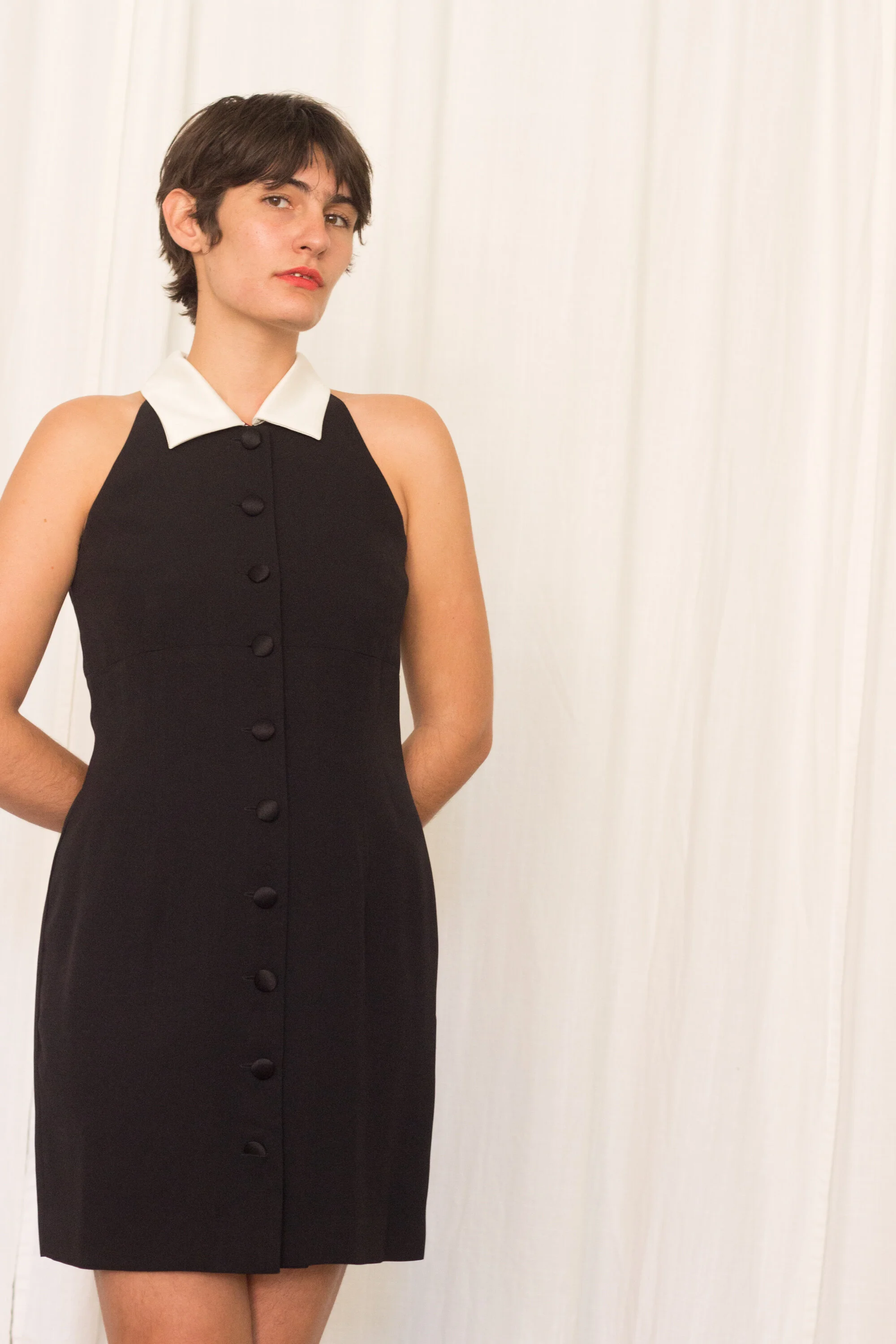 1990s Jones New York Crepe and Satin Mini Dress  Wayward Collection