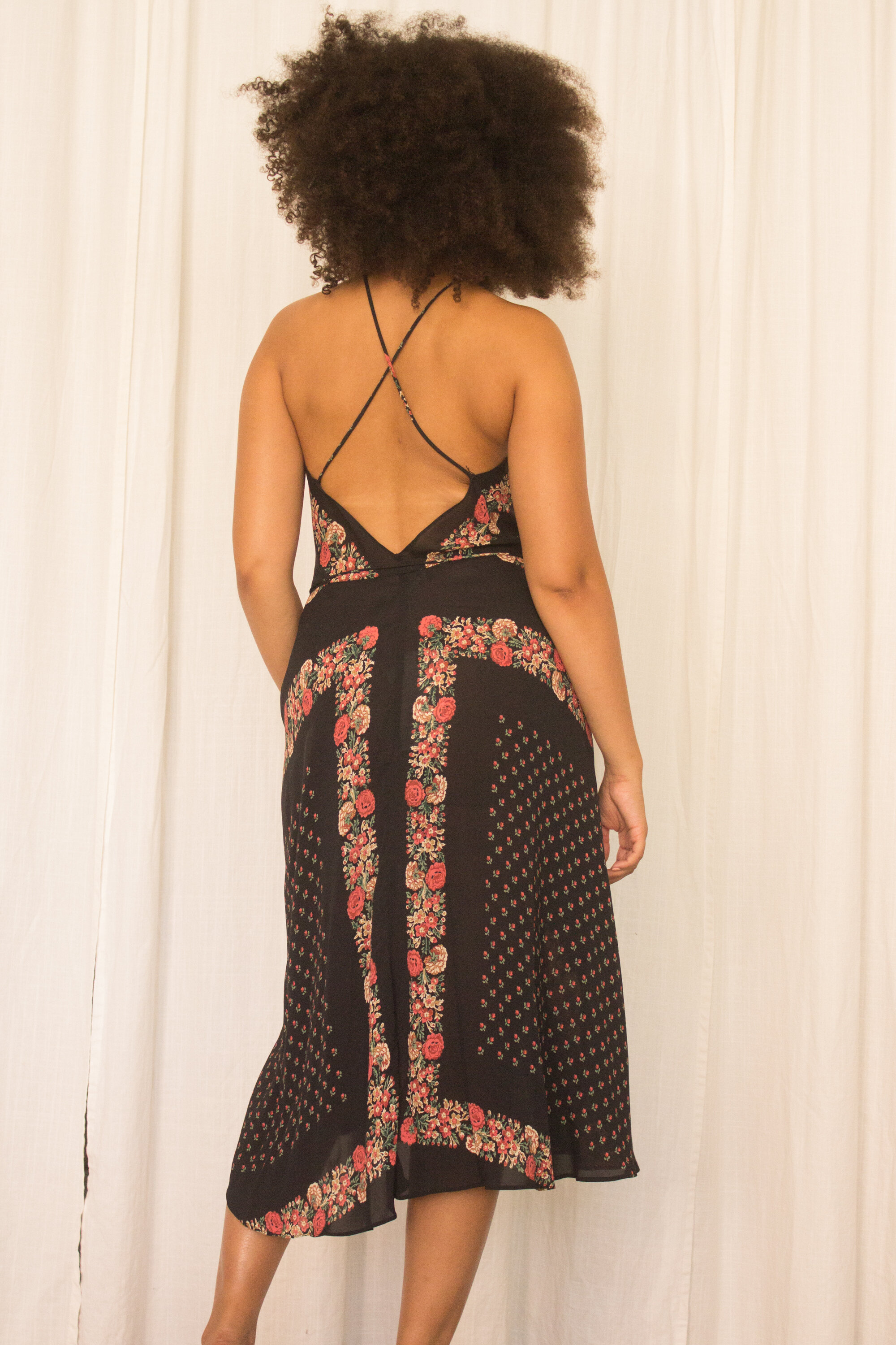 1970s Provençal Kerchief Halter Dress