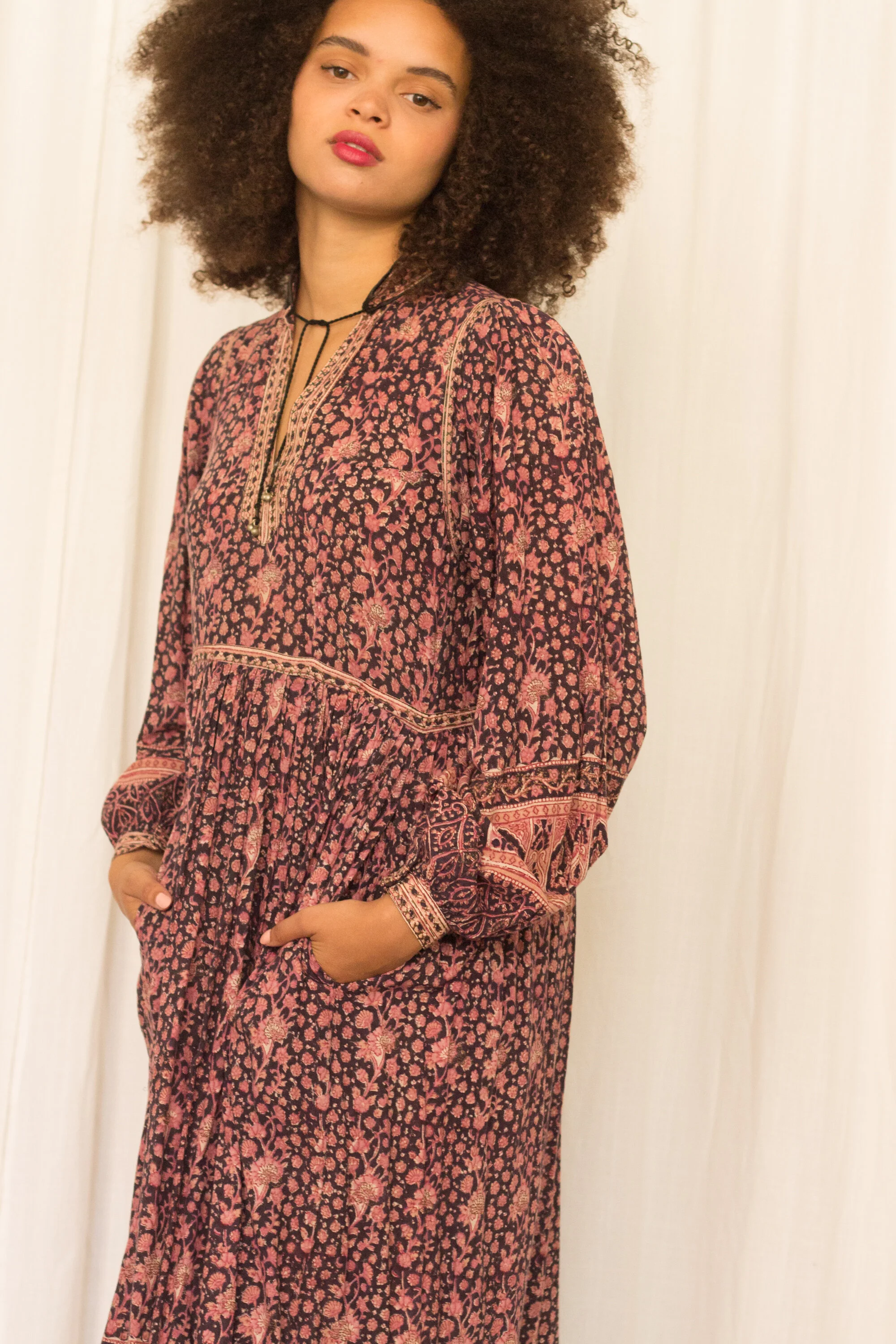 cotton maxi dresses for women Little Fish Organic Cotton Block Printed Dress