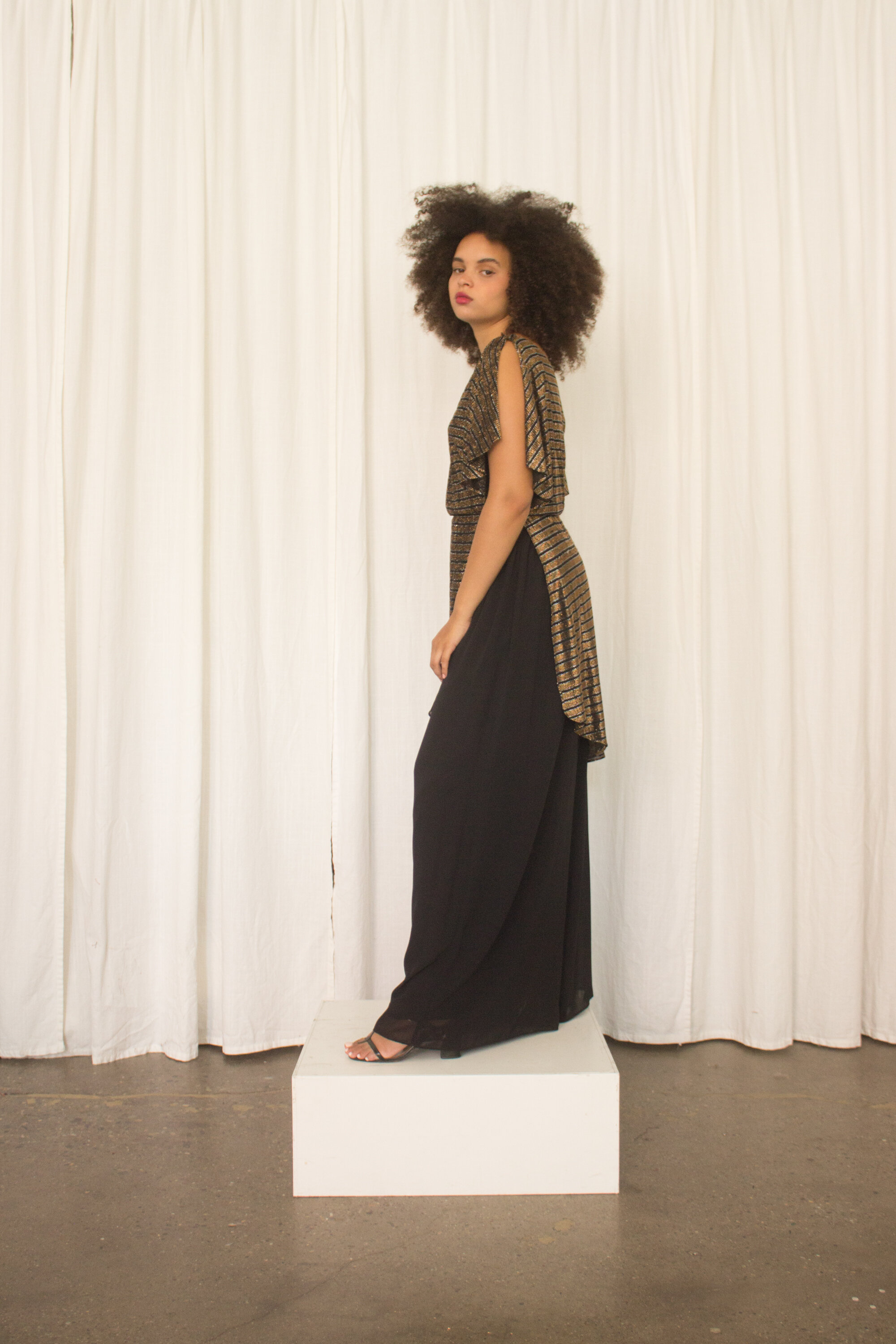 1970s Striped Lurex Disco Tunic