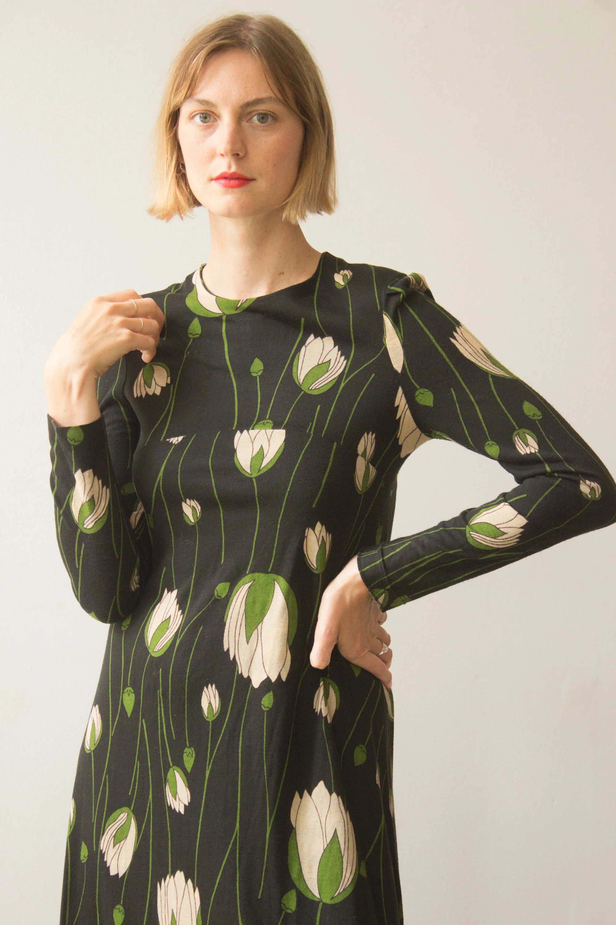 1970s Diane von Furstenberg Art Deco Trapeze Maxi Dress  Wayward Collection