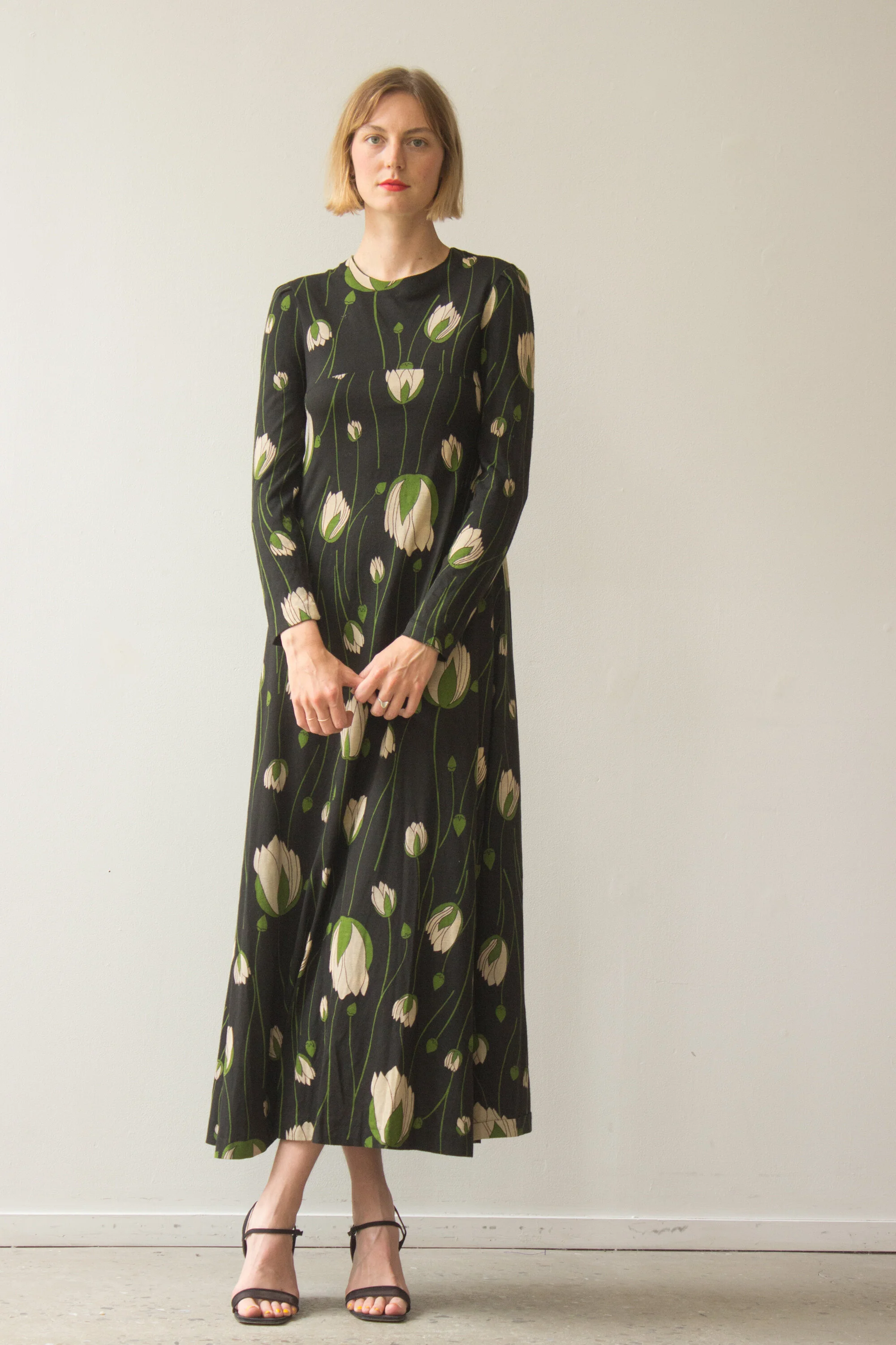 1970s Diane von Furstenberg Art Deco Trapeze Maxi Dress  Wayward Collection