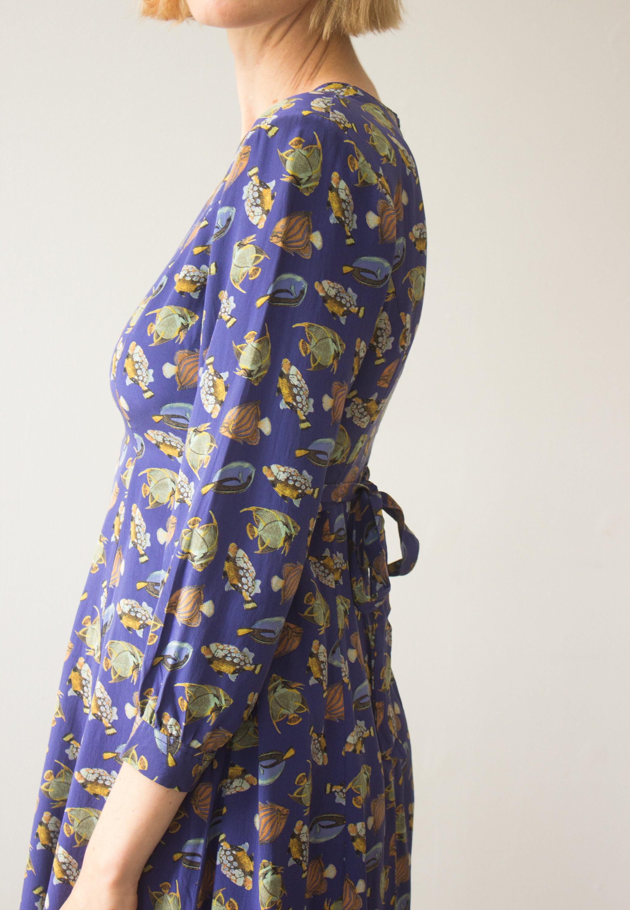 1980s Tropical Fish Print Silk Mini Dress