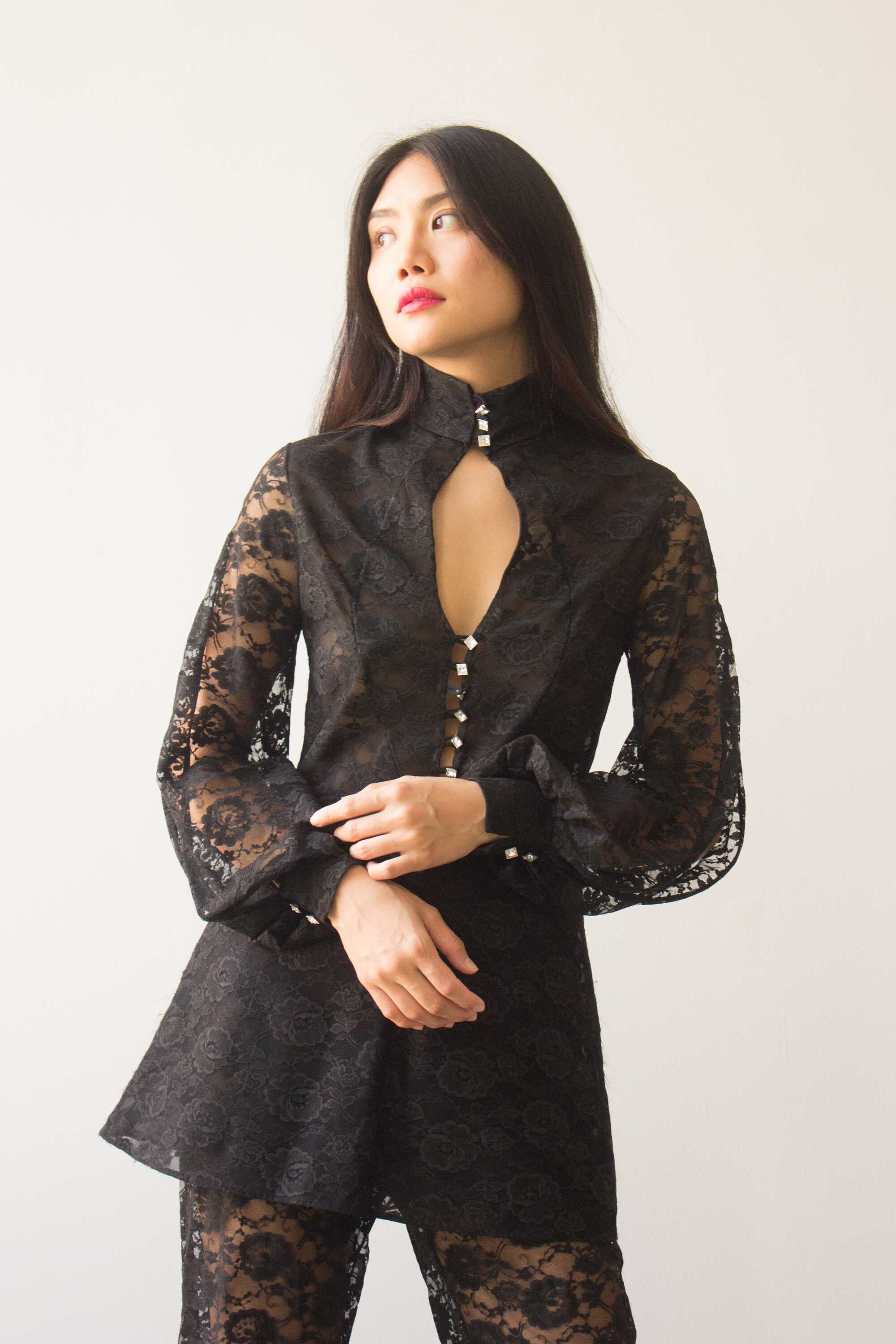 1970s Lace Key Hole Two Piece Set