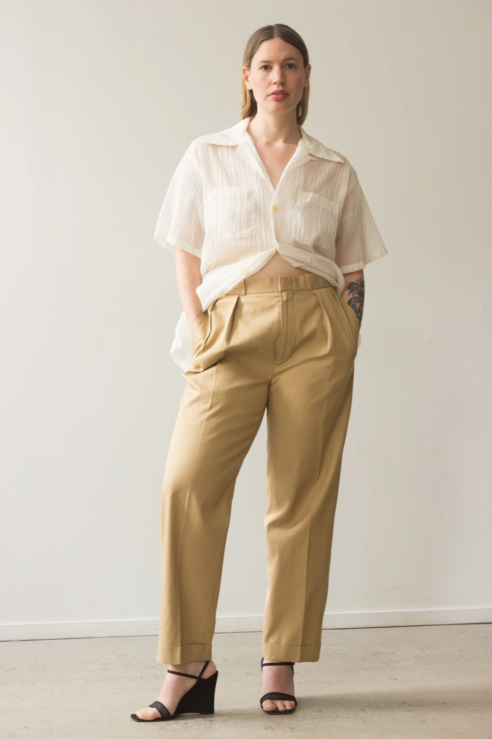 1980s Polo Ralph Lauren Khaki Pleated Trousers