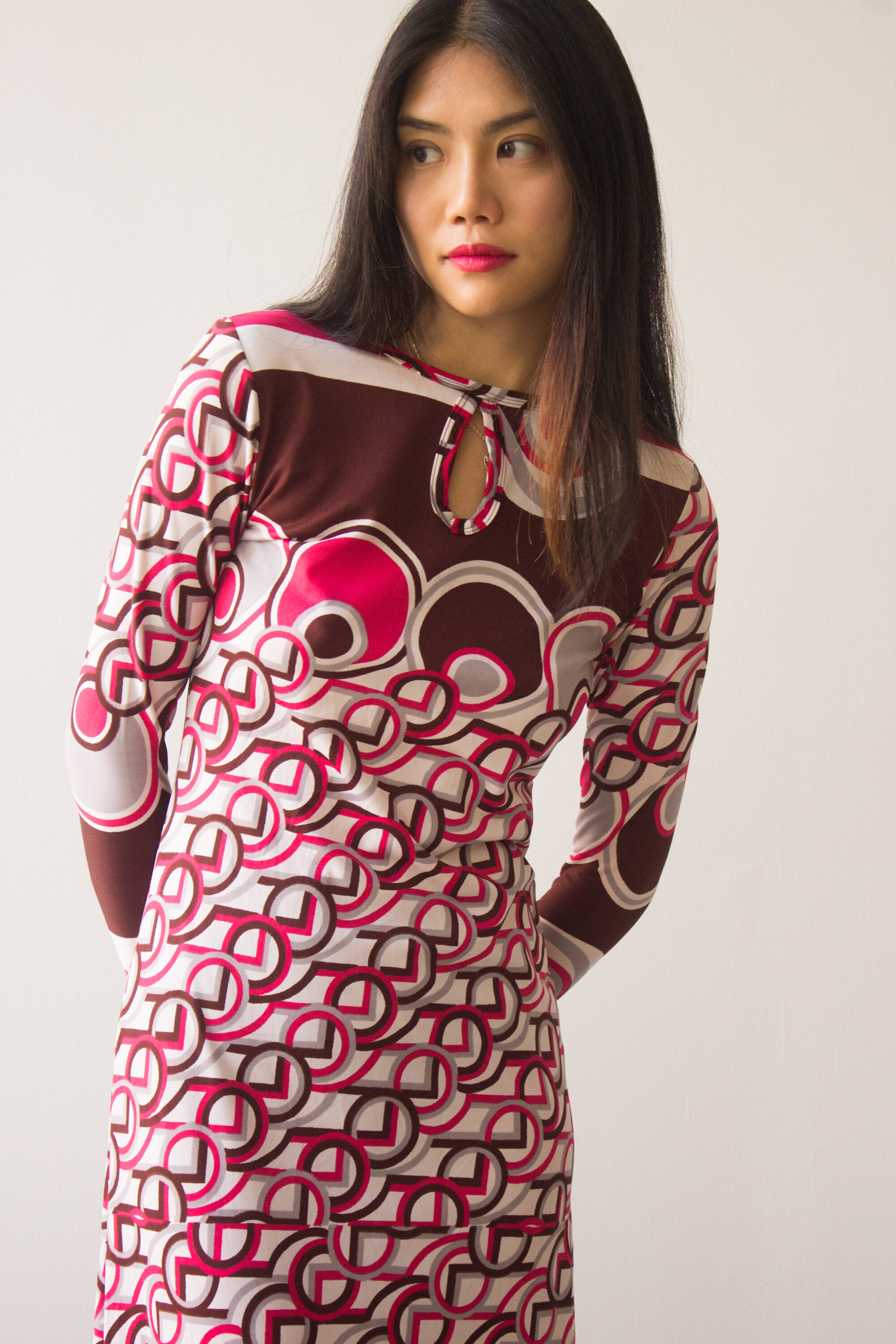 1970s Pucci-esque Jersey Maxi Dress