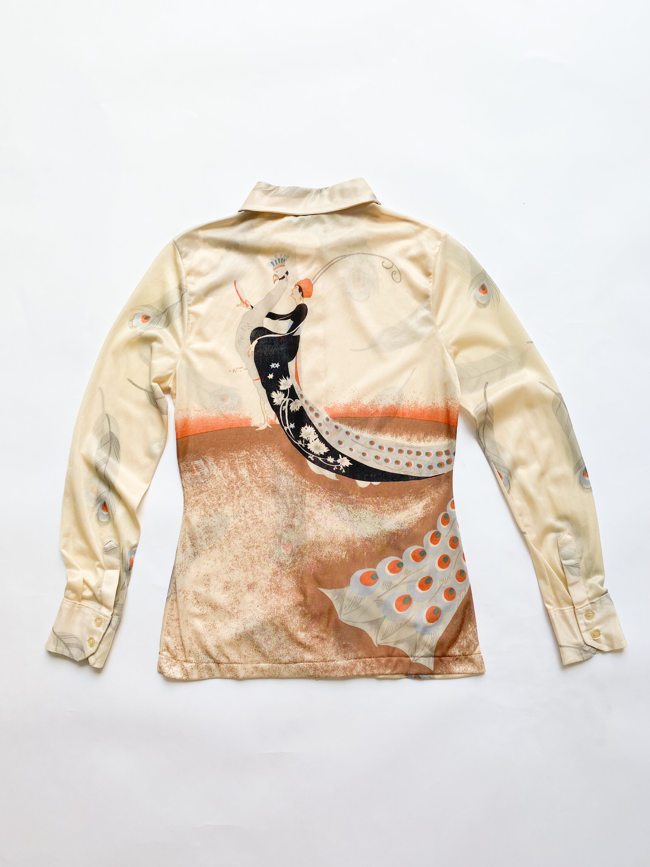 1970s Deco Peacock Button Down Shirt