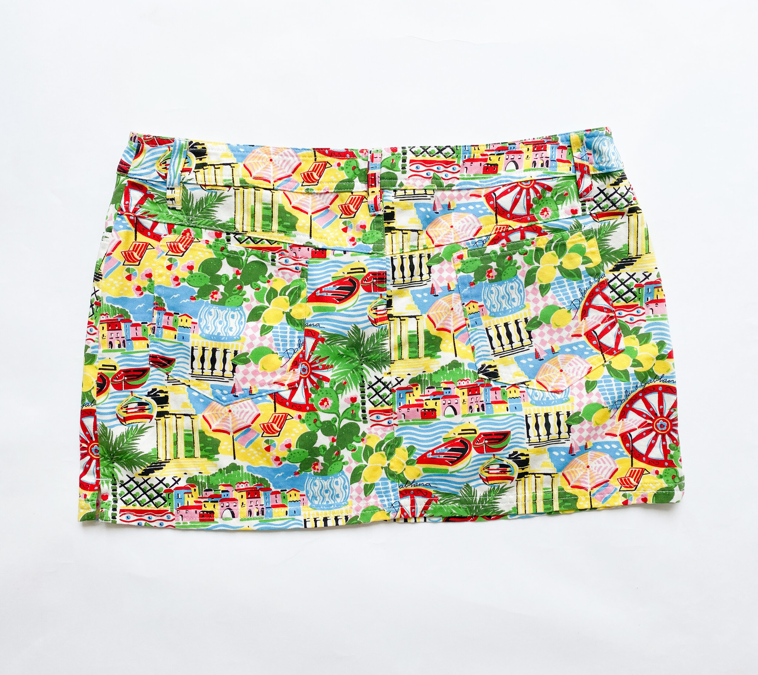 Y2K Dolce &amp; Gabbana Italian Vacation Print Mini Skirt