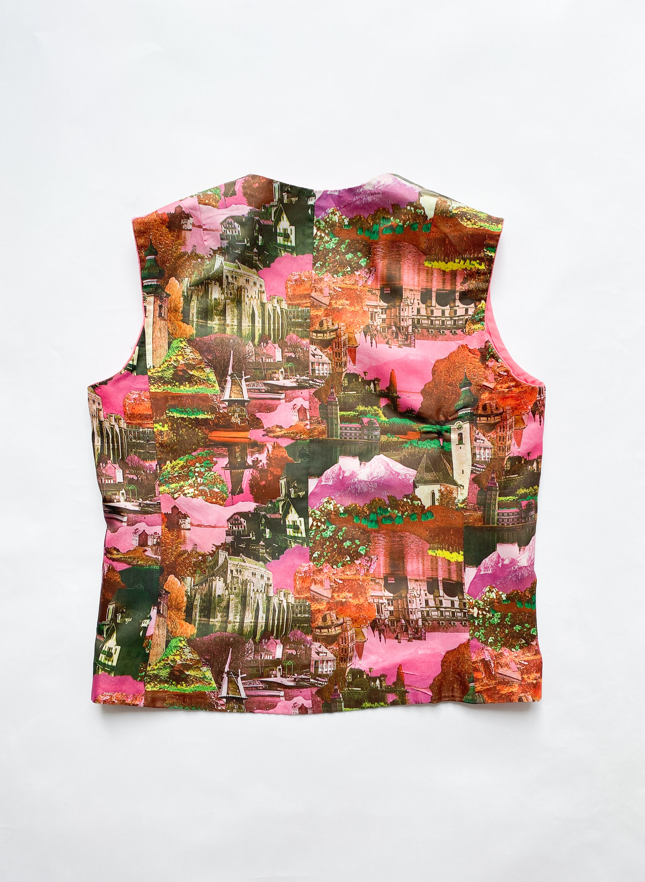 1970s European Idyll Photoprint Silk Vest