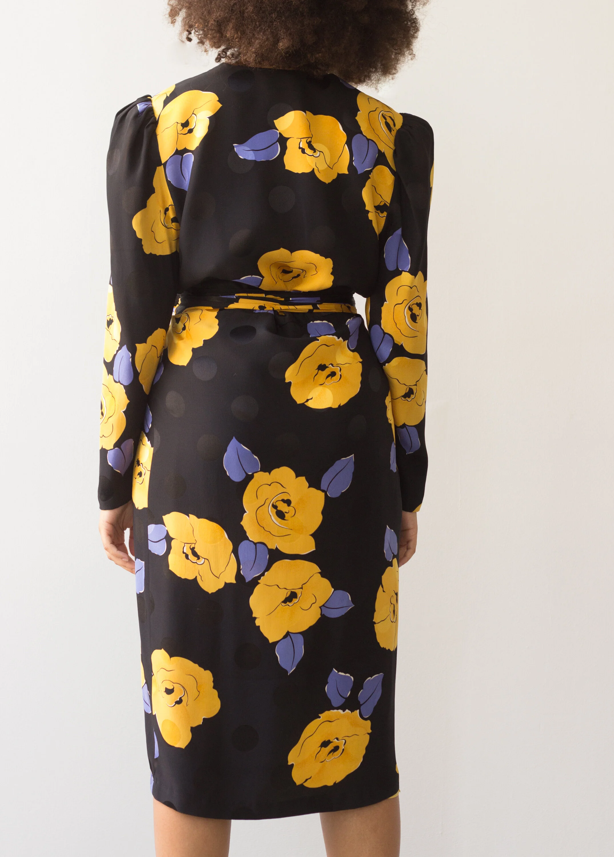 1980s Saint Romei Silk Puff Sleeve Wrap Dress — Wayward Collection