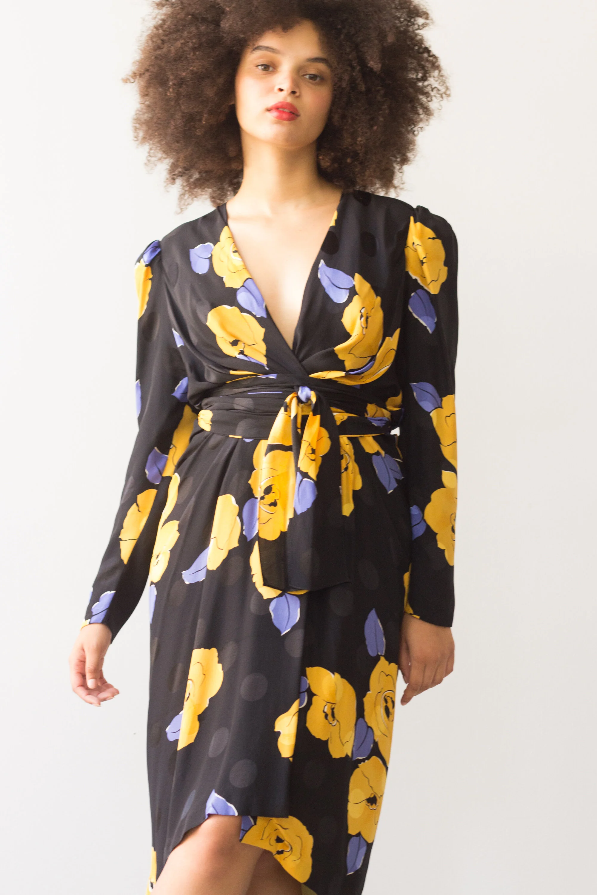 1980s Saint Romei Silk Puff Sleeve Wrap Dress — Wayward Collection