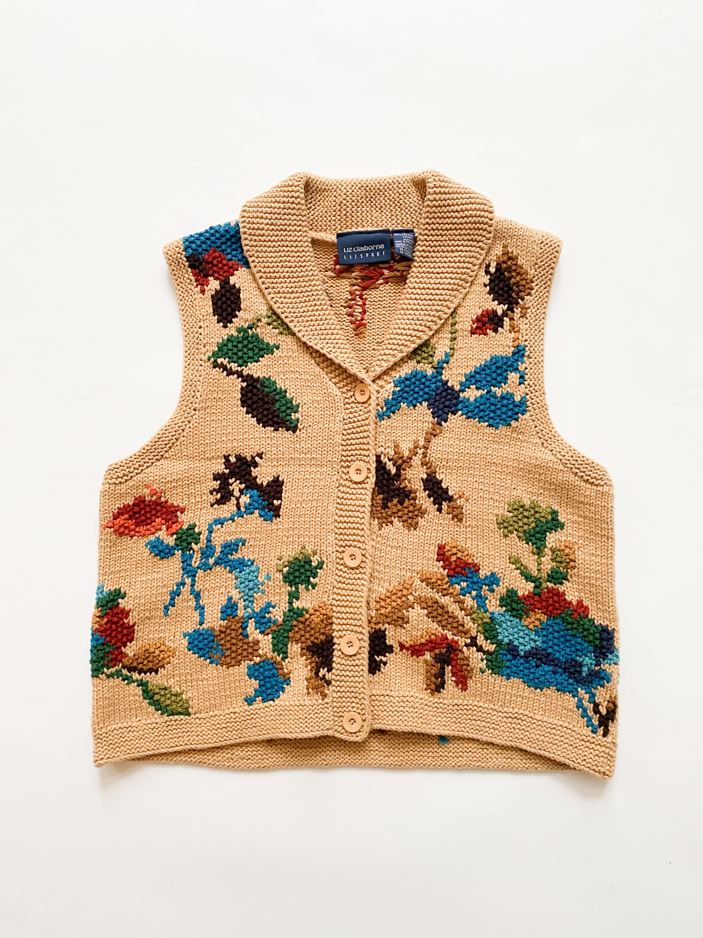 1980s Lizsport Cotton Knit Sweater Vest