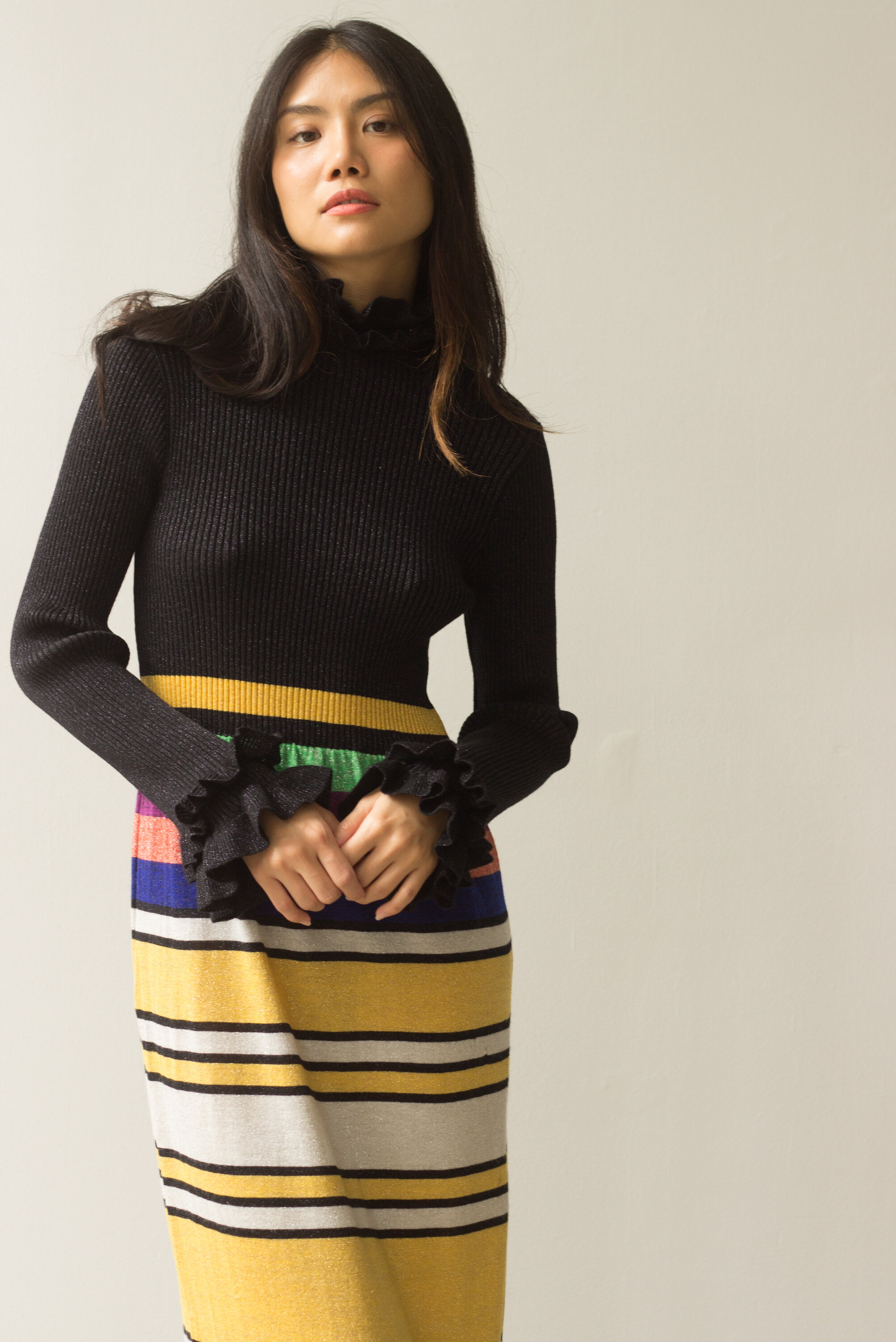 1970s Banff Striped Lurex Knit Dress