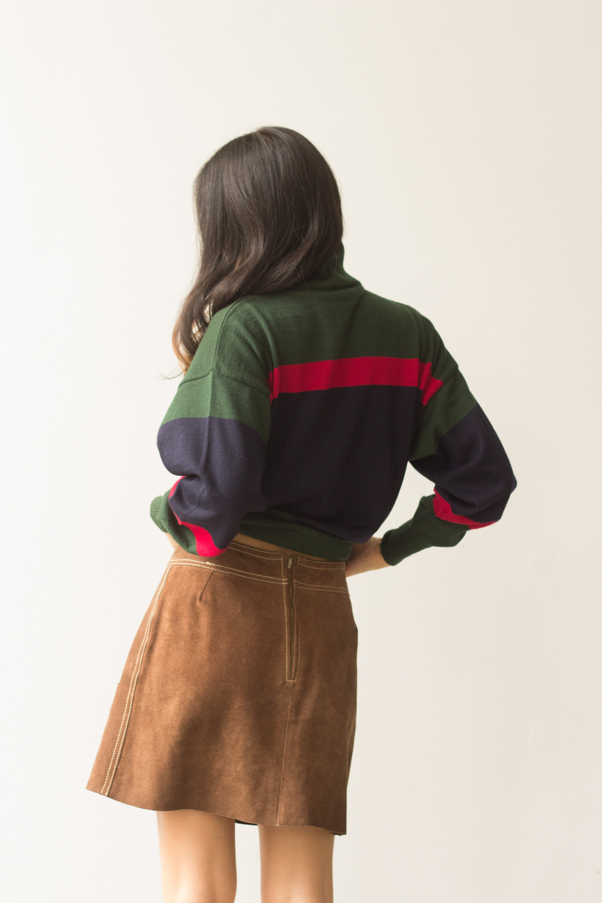 1980s Sporty Italian Tricolore Knit Pullover