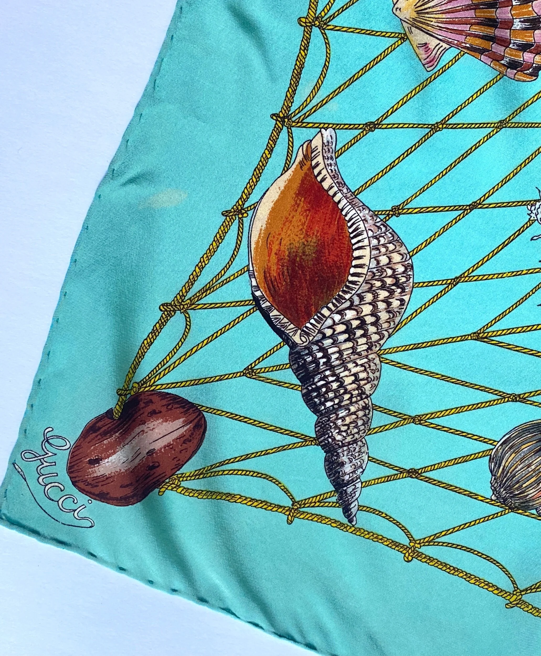 1970s Gucci Seashells and Net Silk Scarf — Wayward Collection