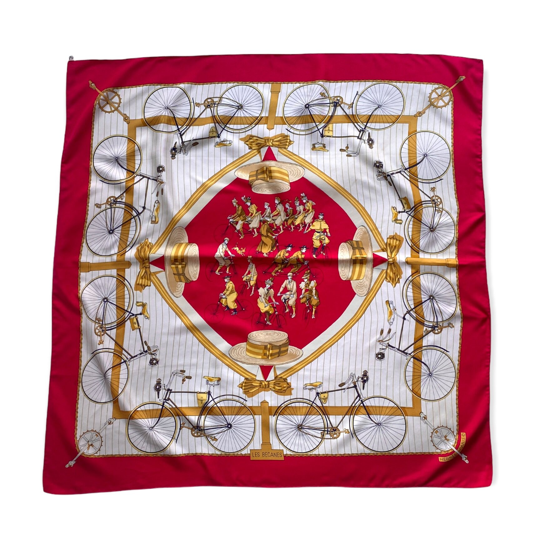 Vintage Hermès "Les Becanes" Silk Scarf