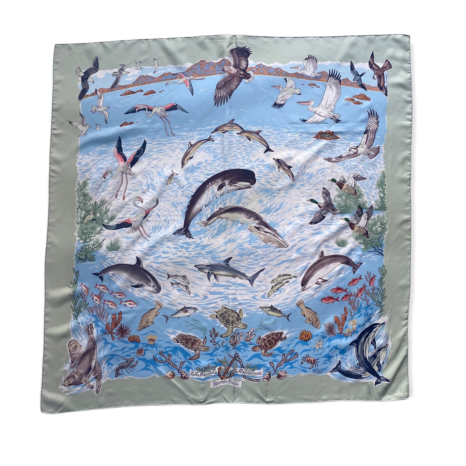 Vintage Hermès "La Vie Précieuse de la Méditerranée" Silk Scarf