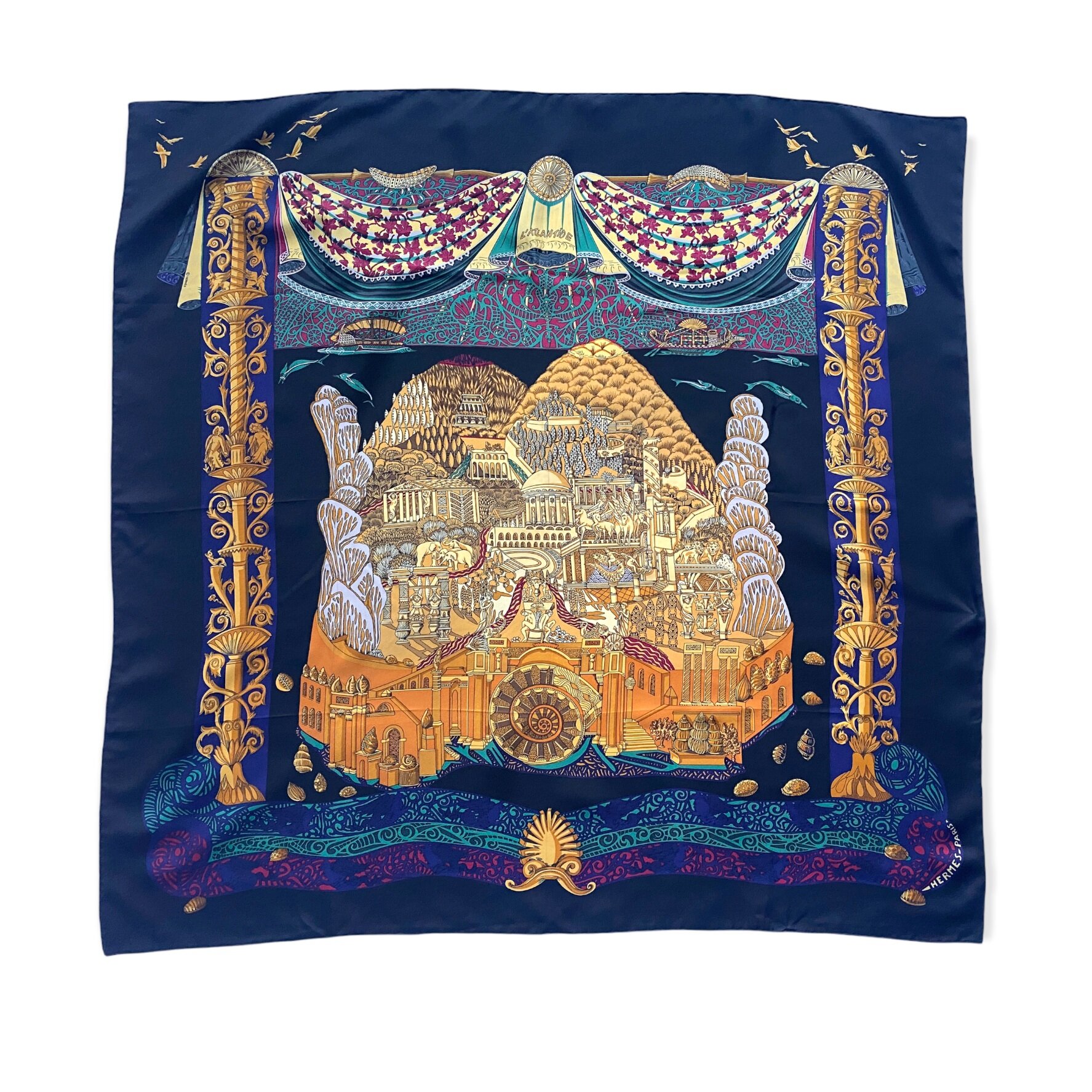 Vintage Hermès "L'Atlantide" Silk Scarf